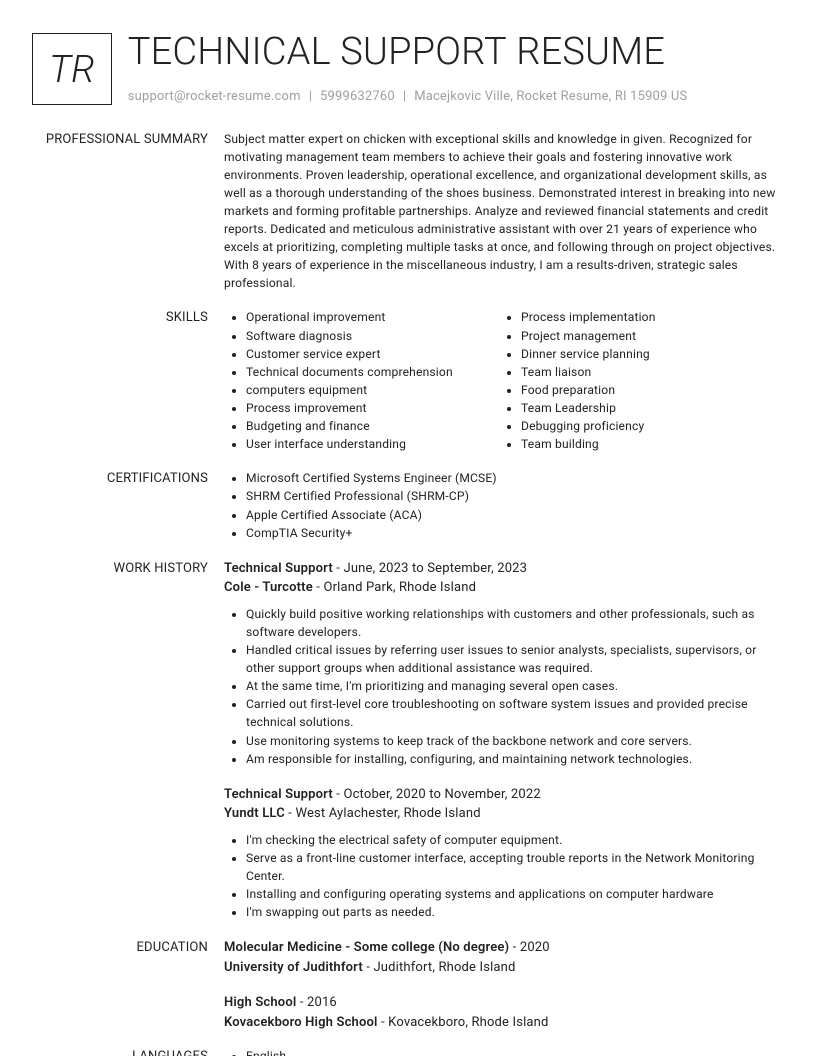 Renowned resume template