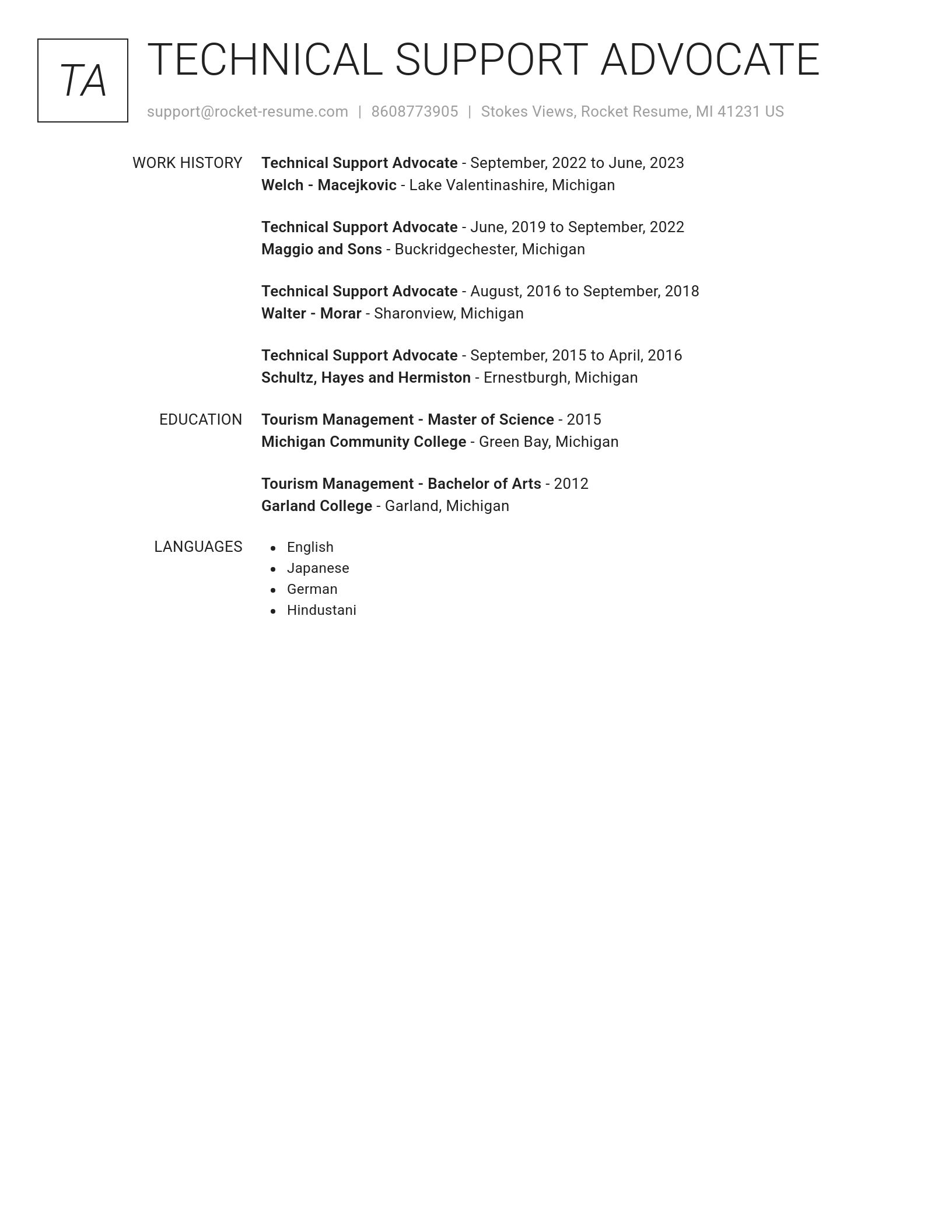 Renowned resume template