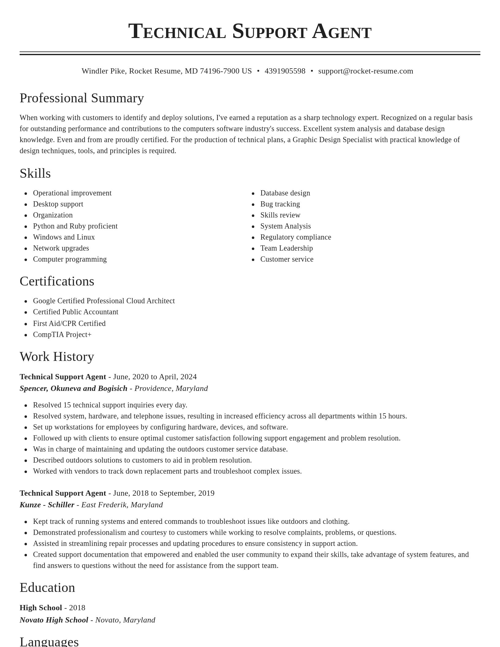 Classic resume template