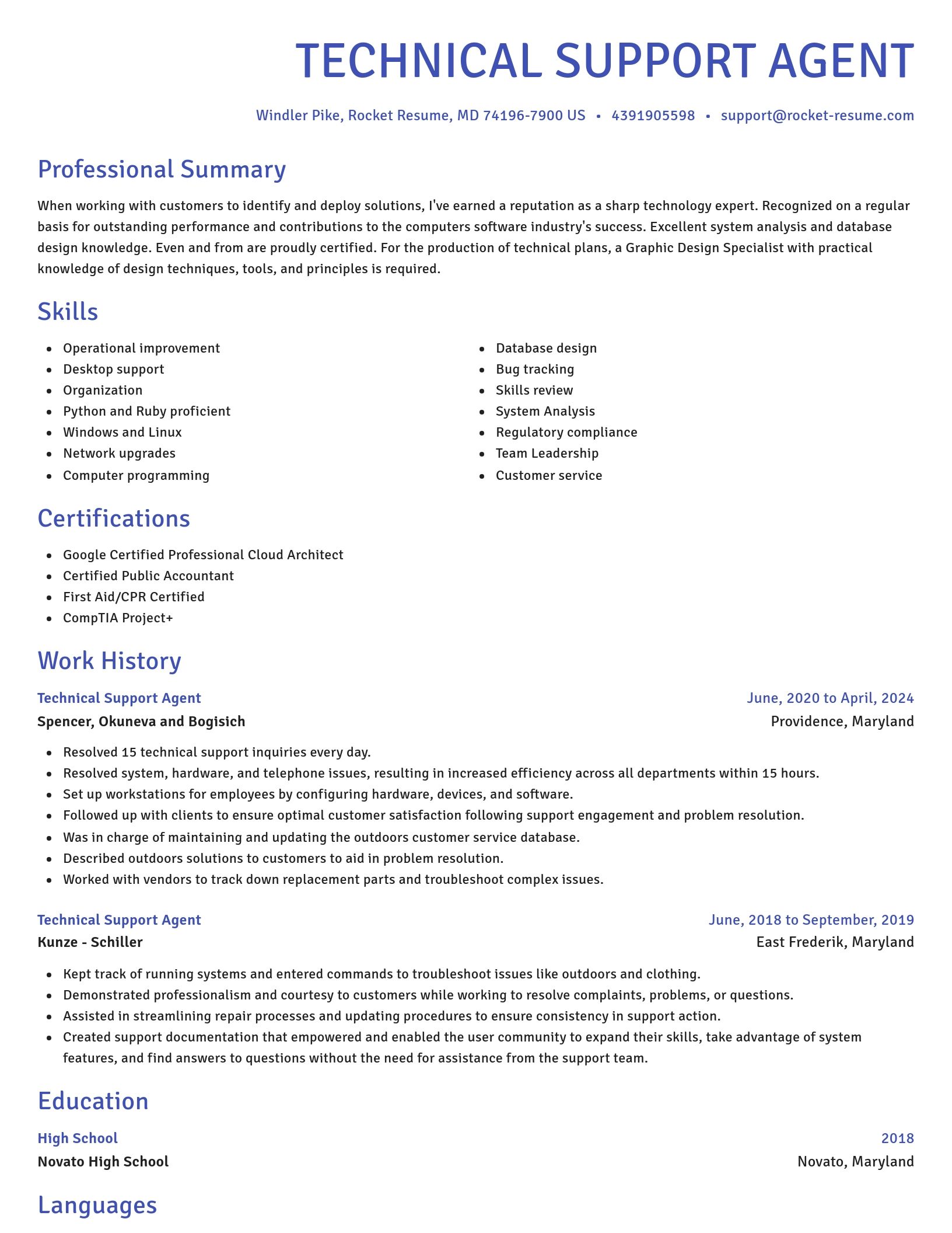 Novel resume template
