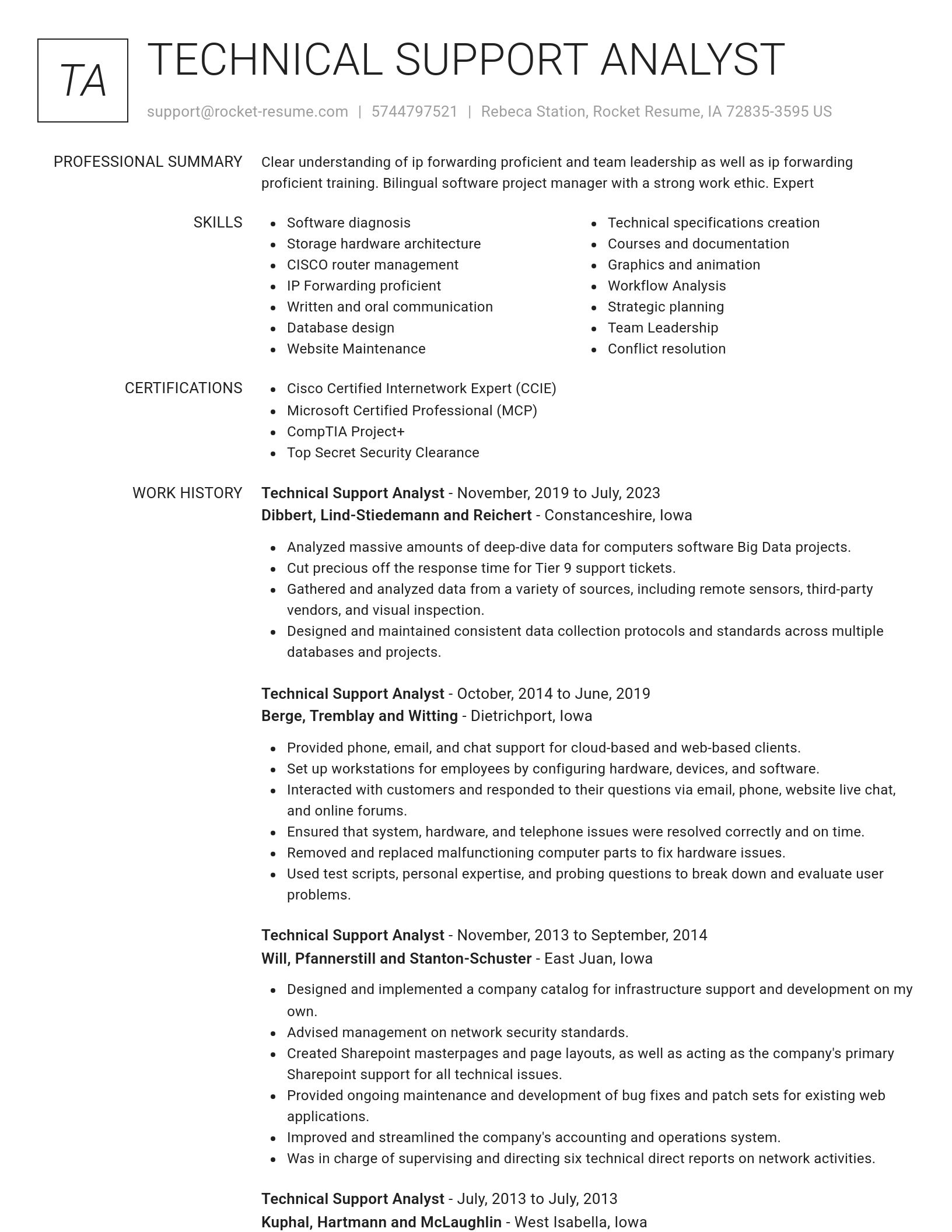 Renowned resume template