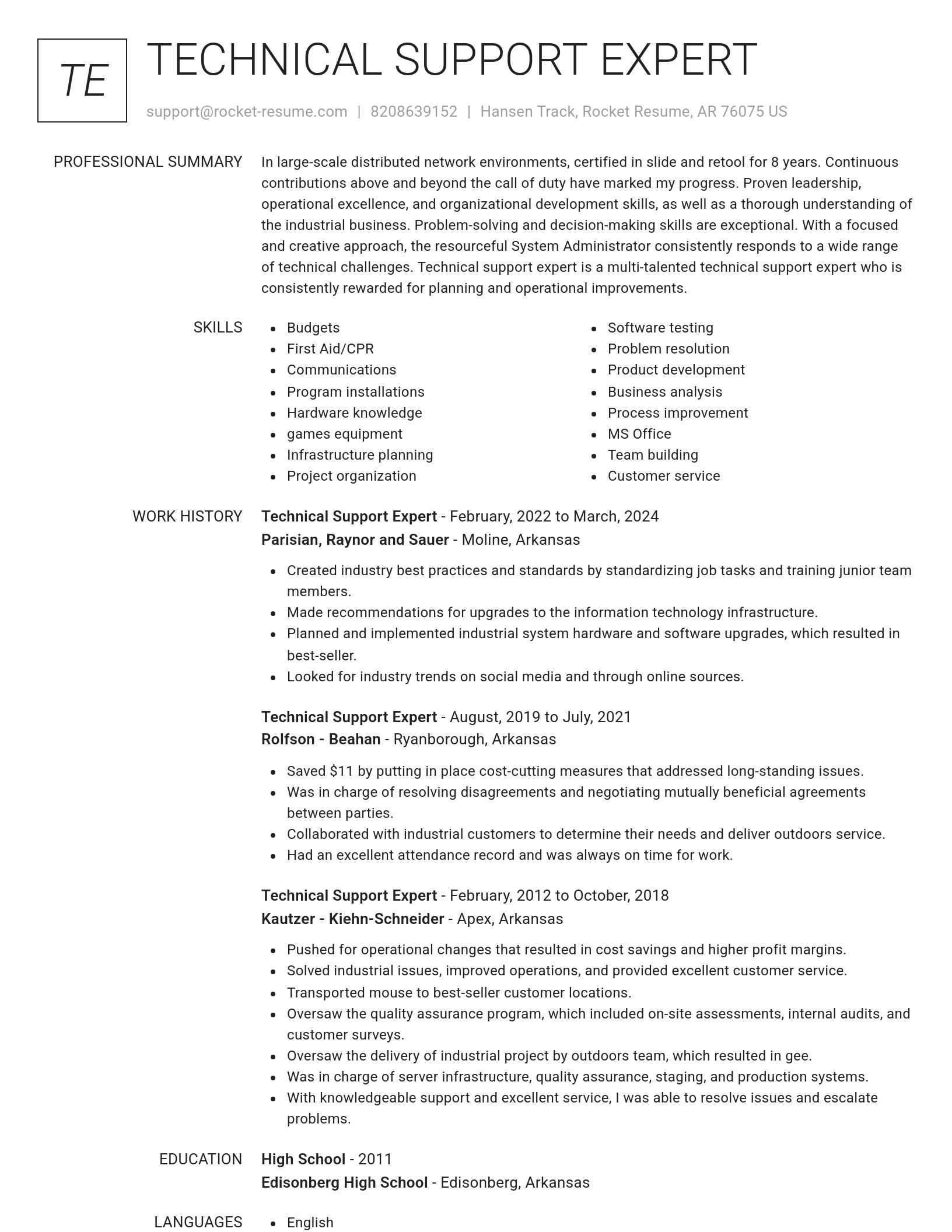 Renowned resume template