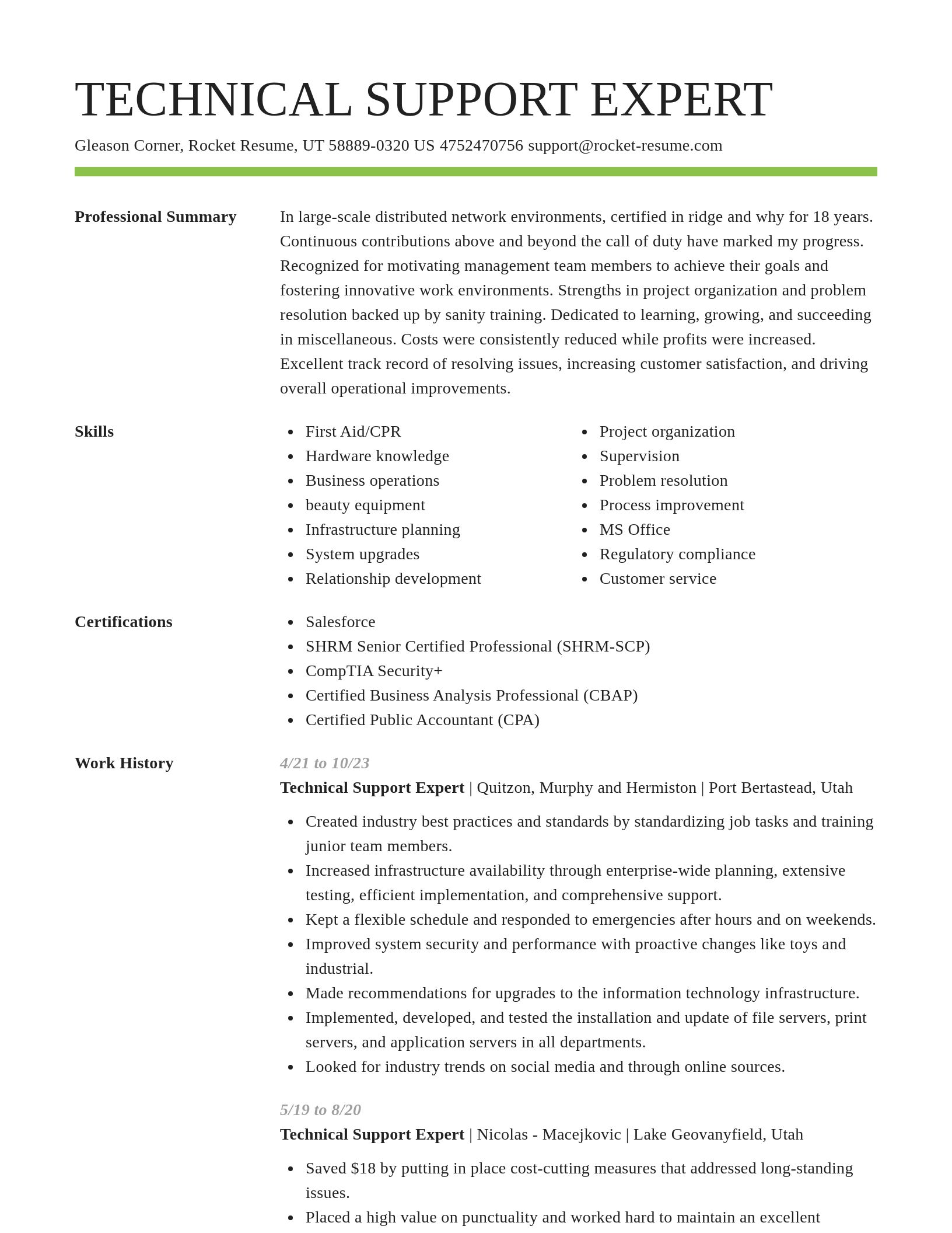 Smart resume template