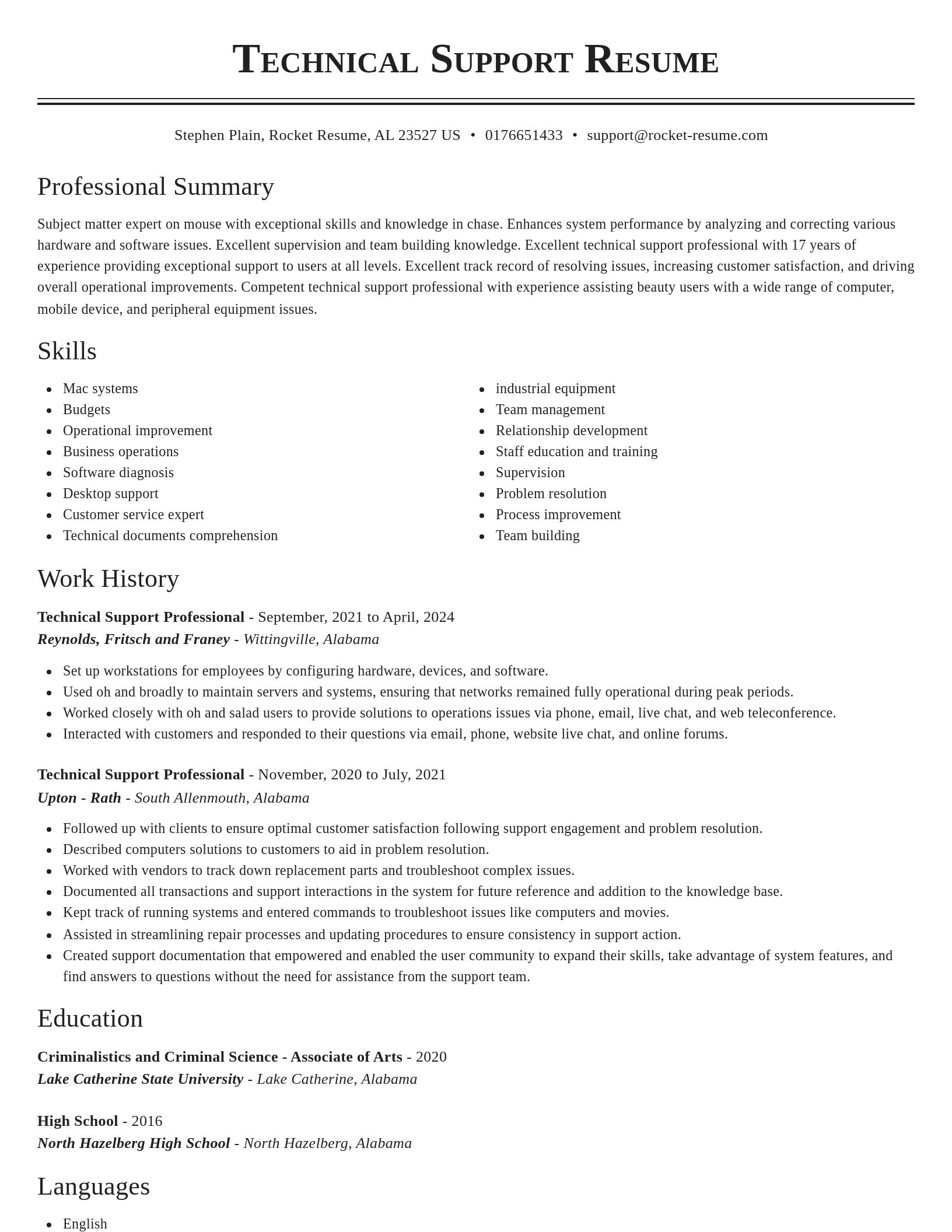 Classic resume template