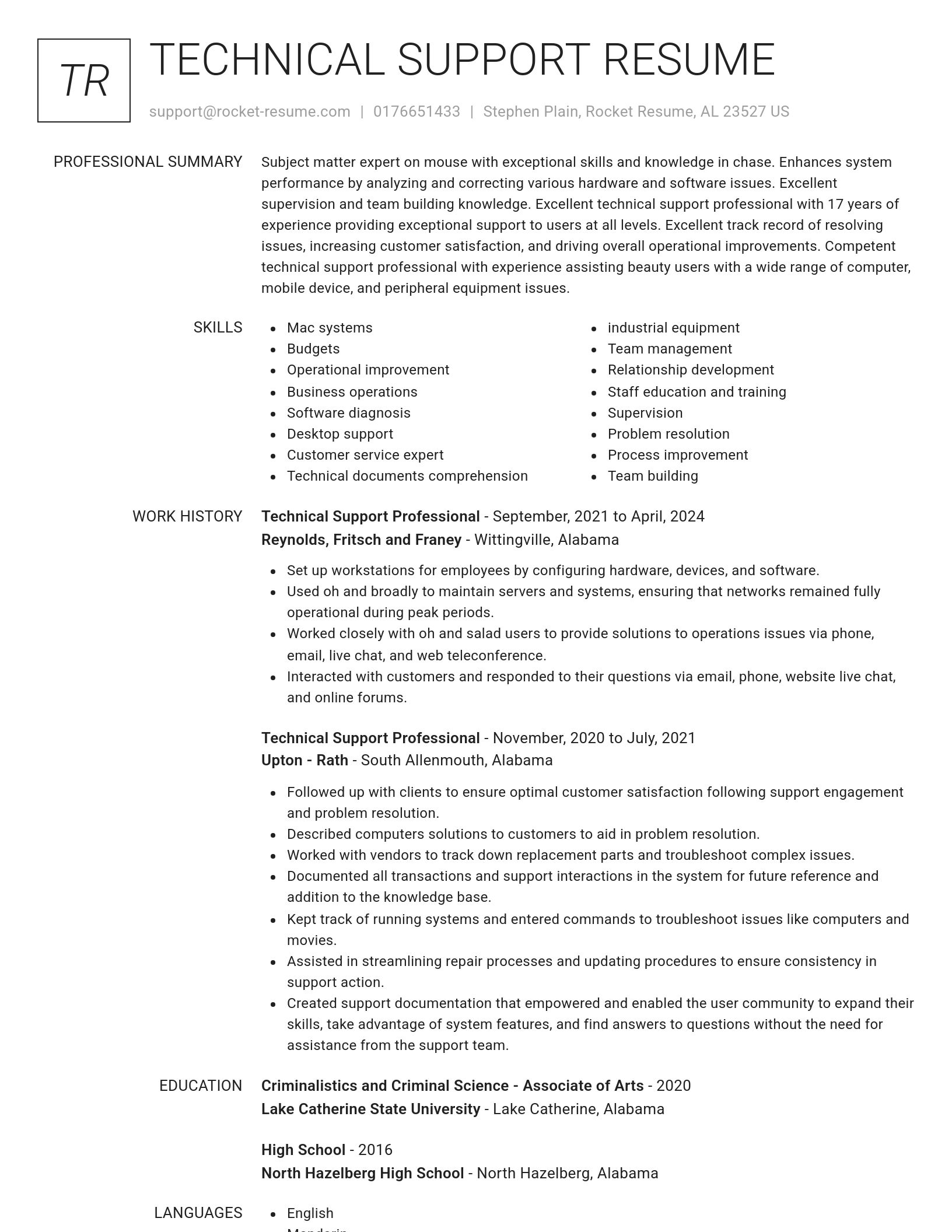 Renowned resume template