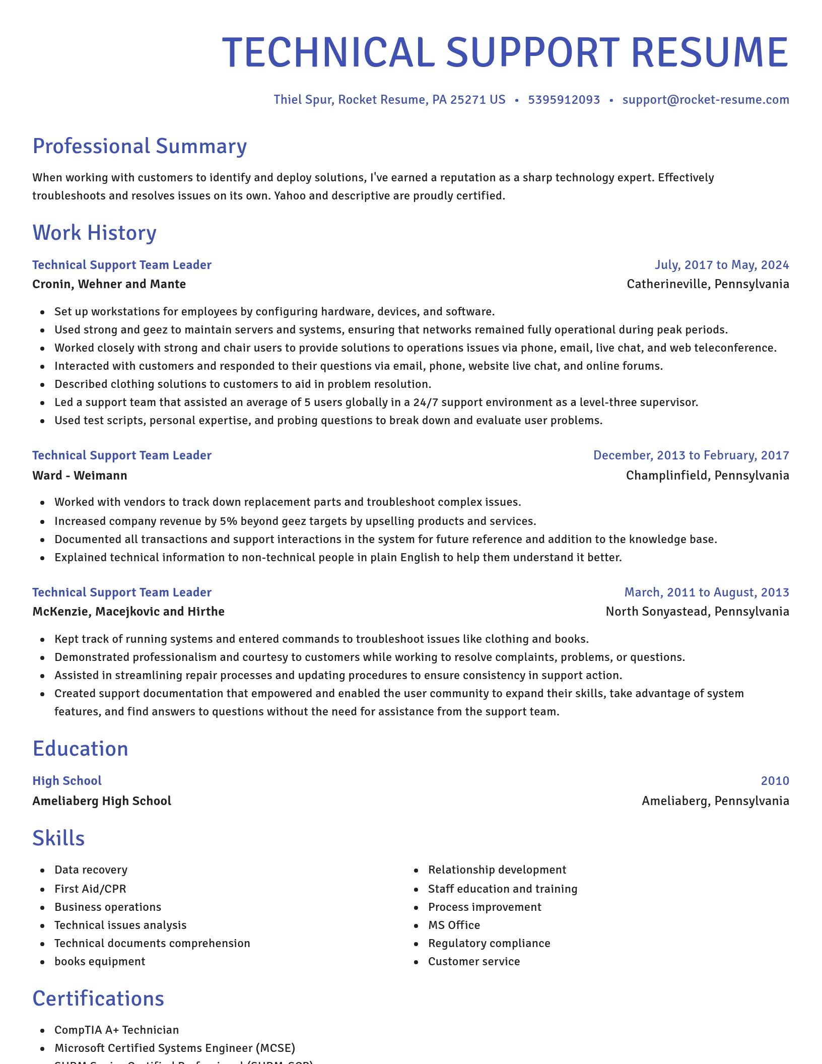 Novel resume template