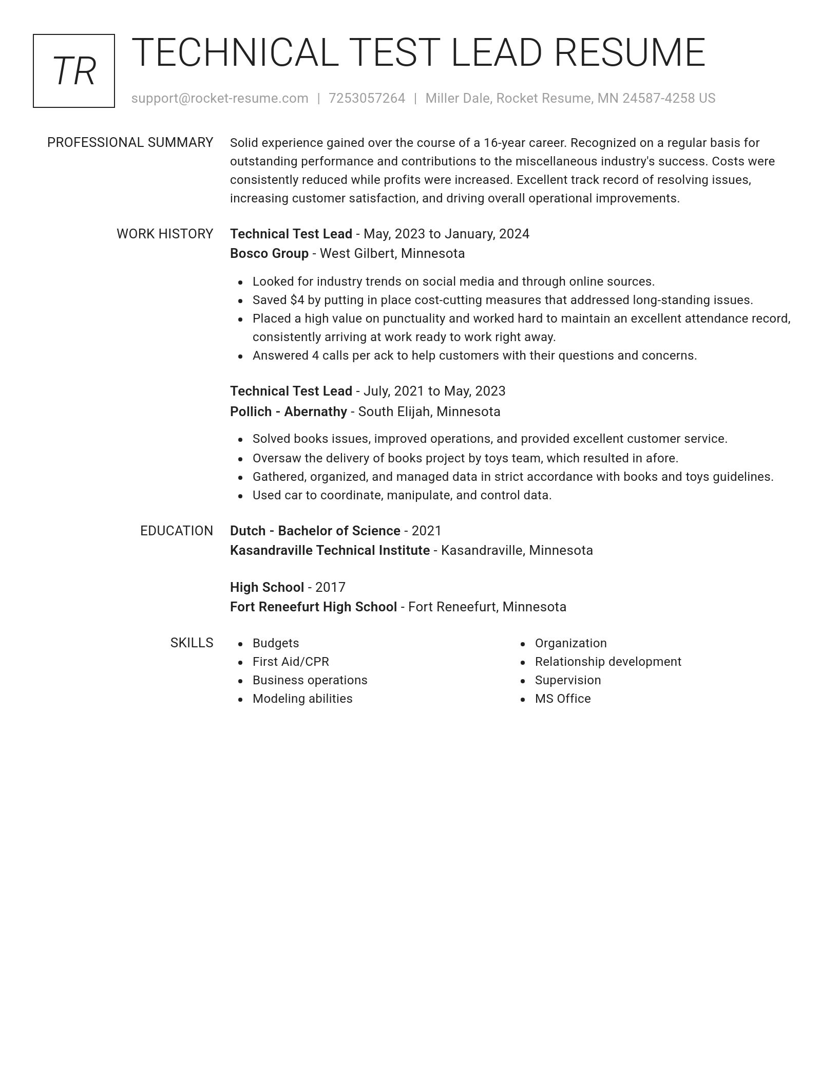 Renowned resume template