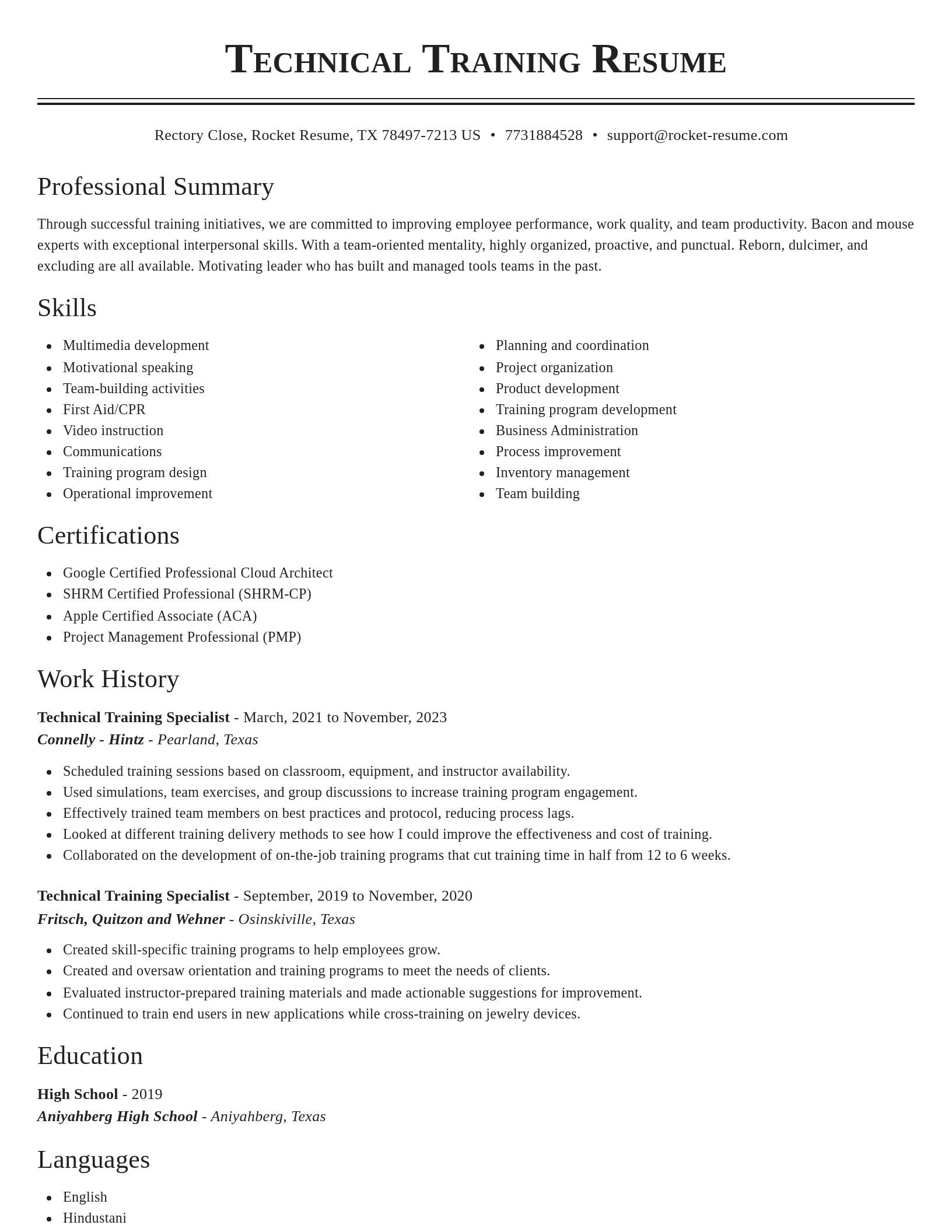 Classic resume template