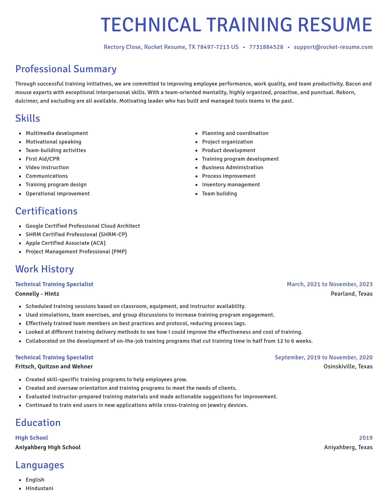Novel resume template
