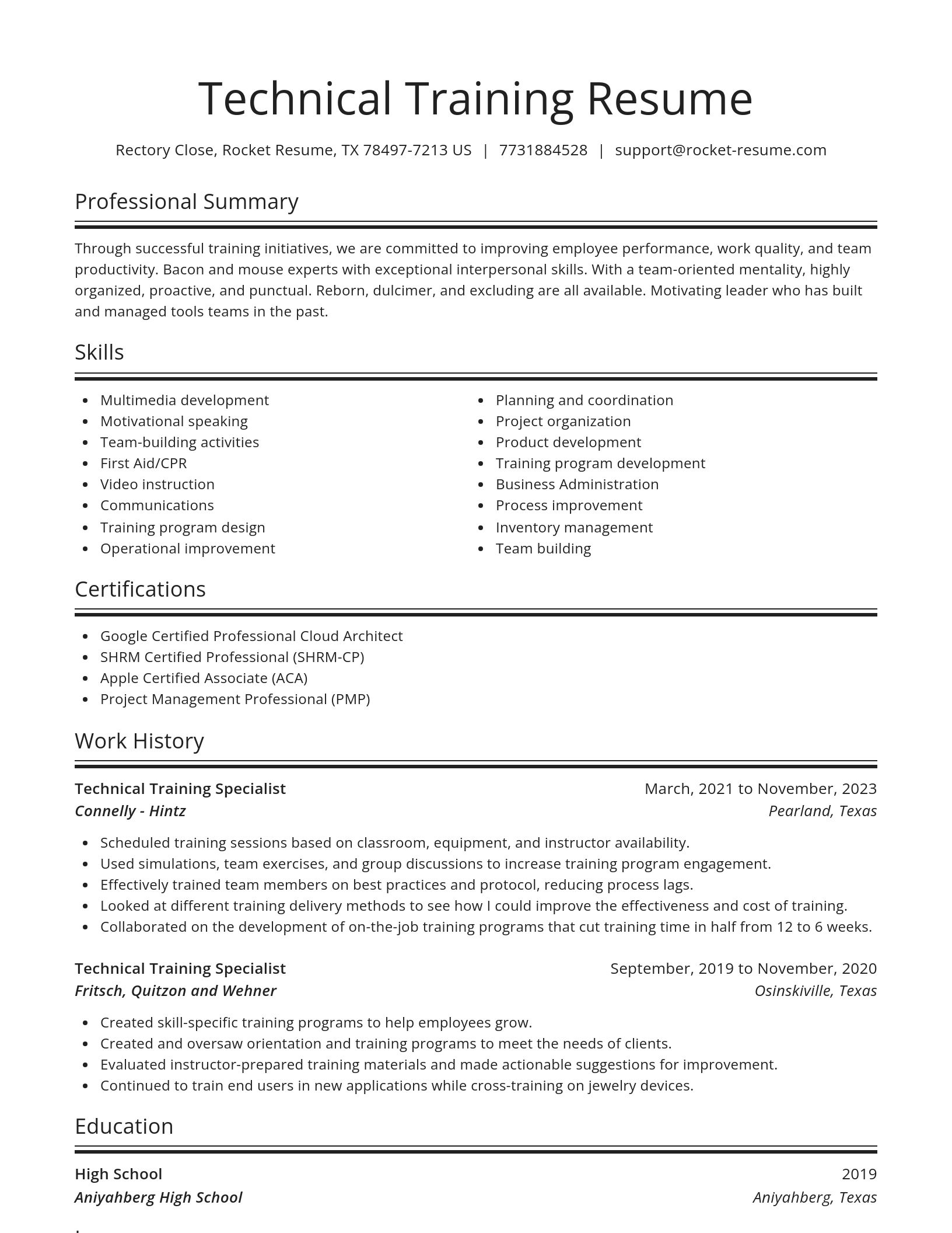 Spotlight resume template