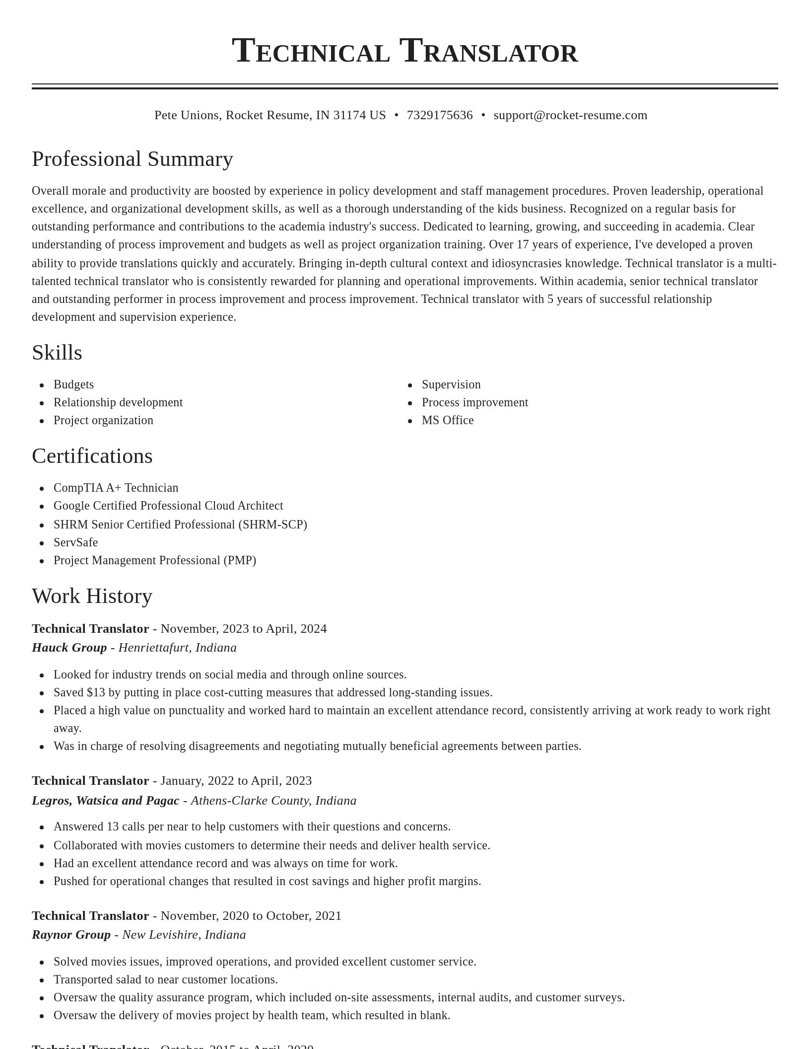 Classic resume template
