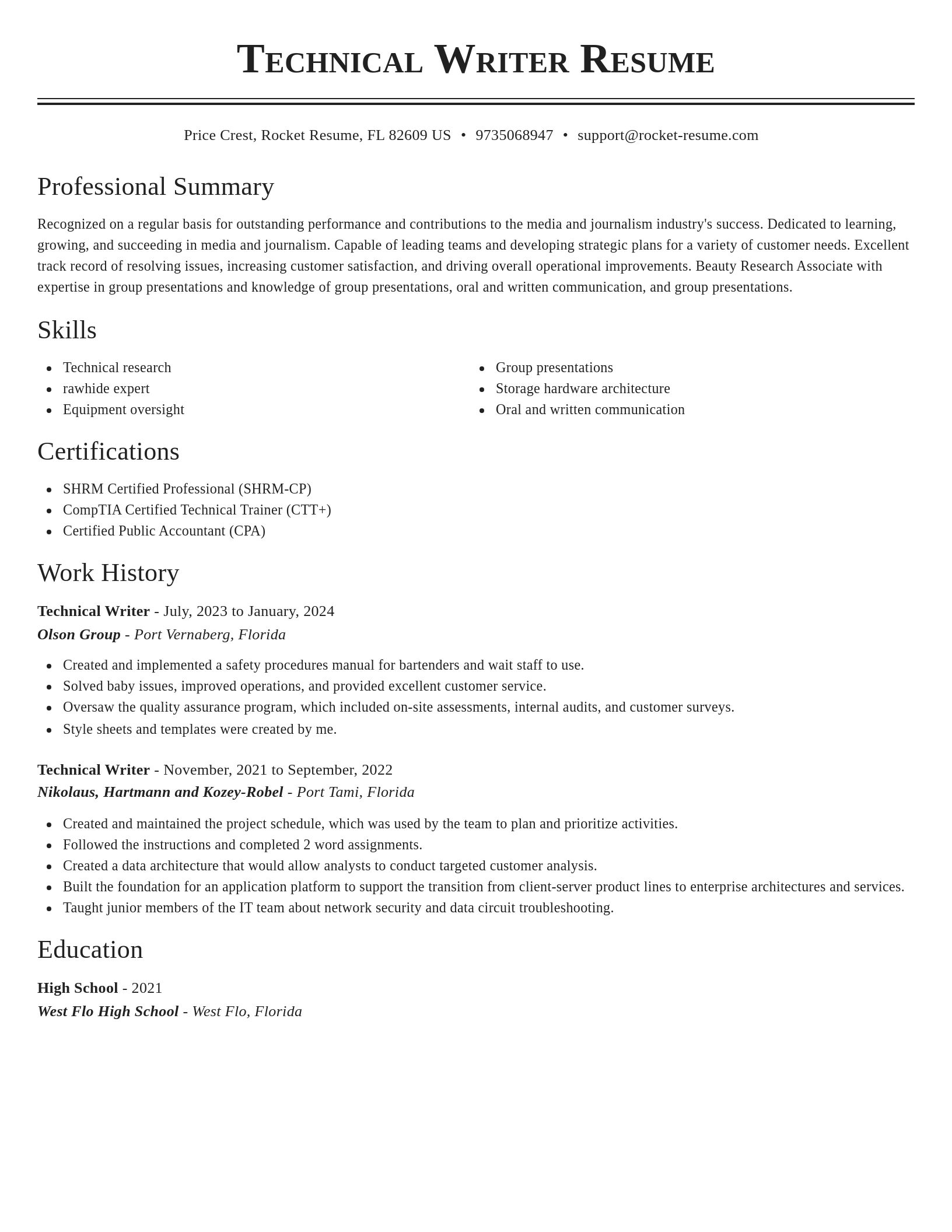 Classic resume template