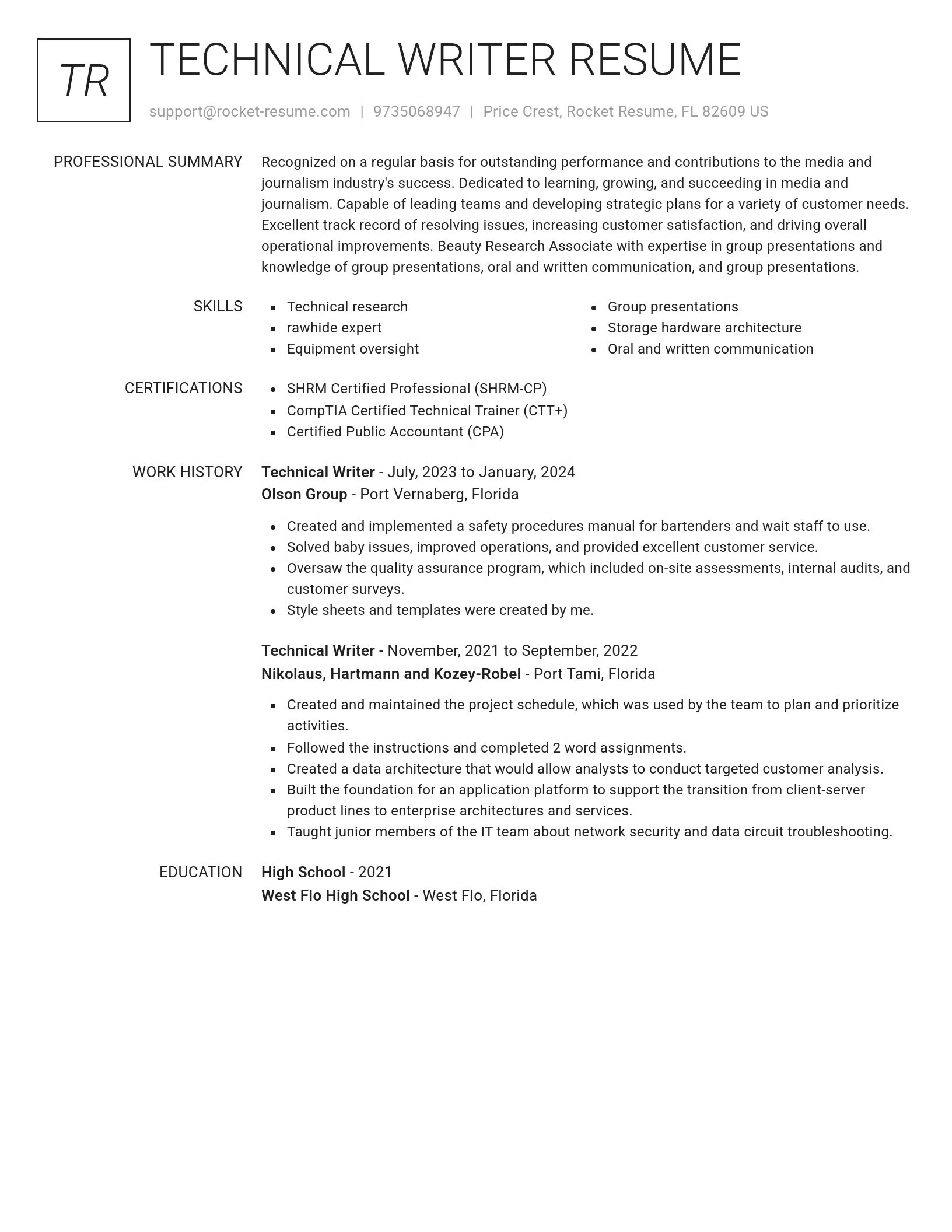 Renowned resume template