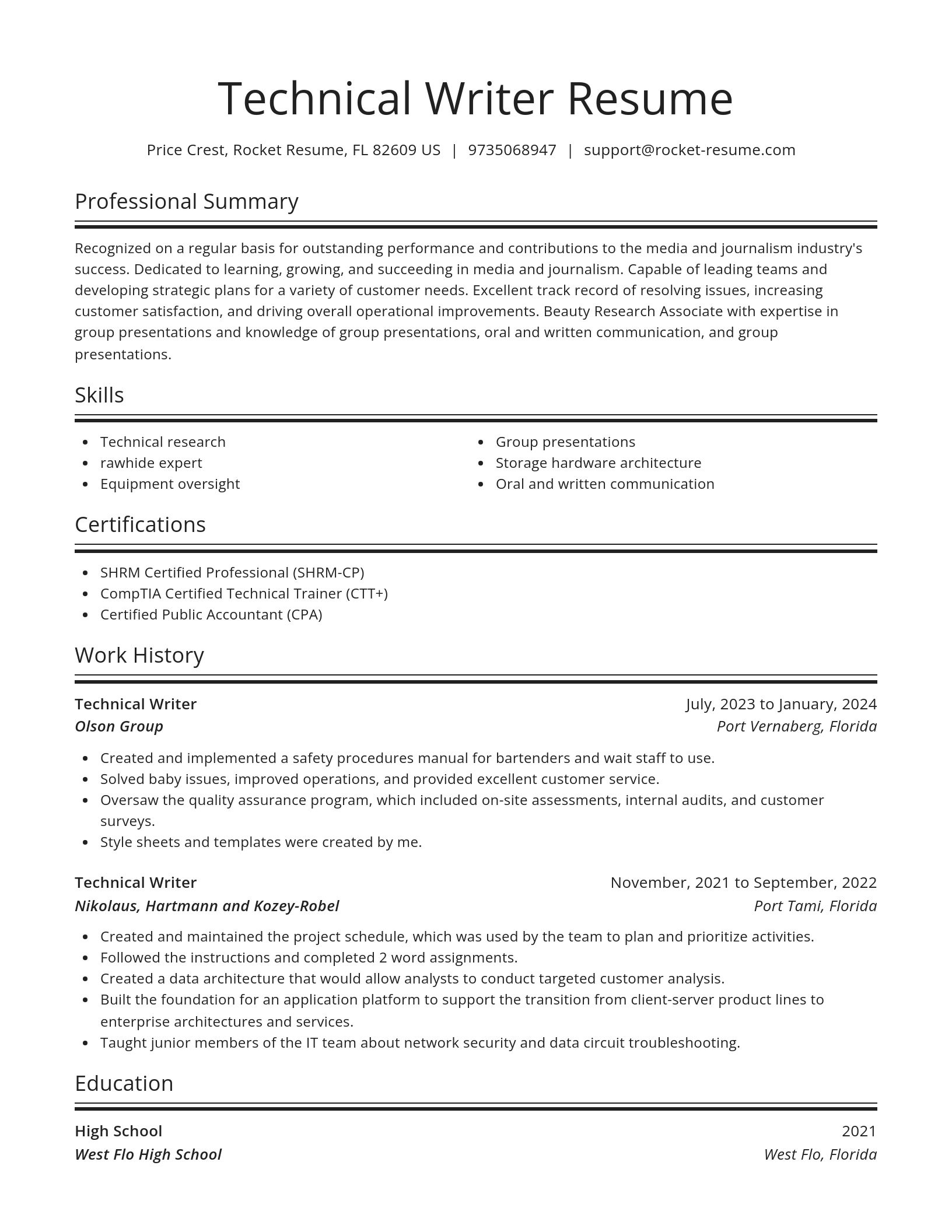 Spotlight resume template