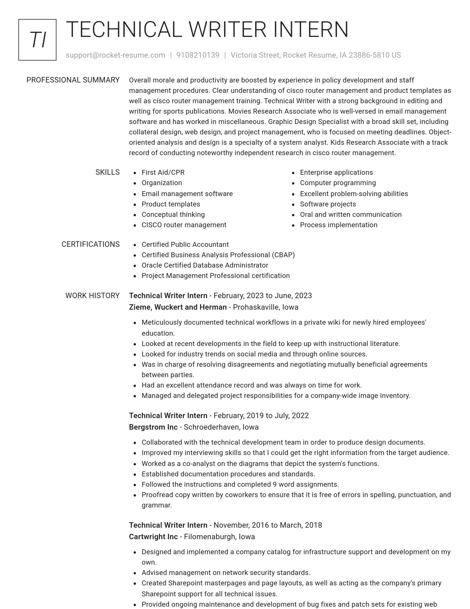 Renowned resume template
