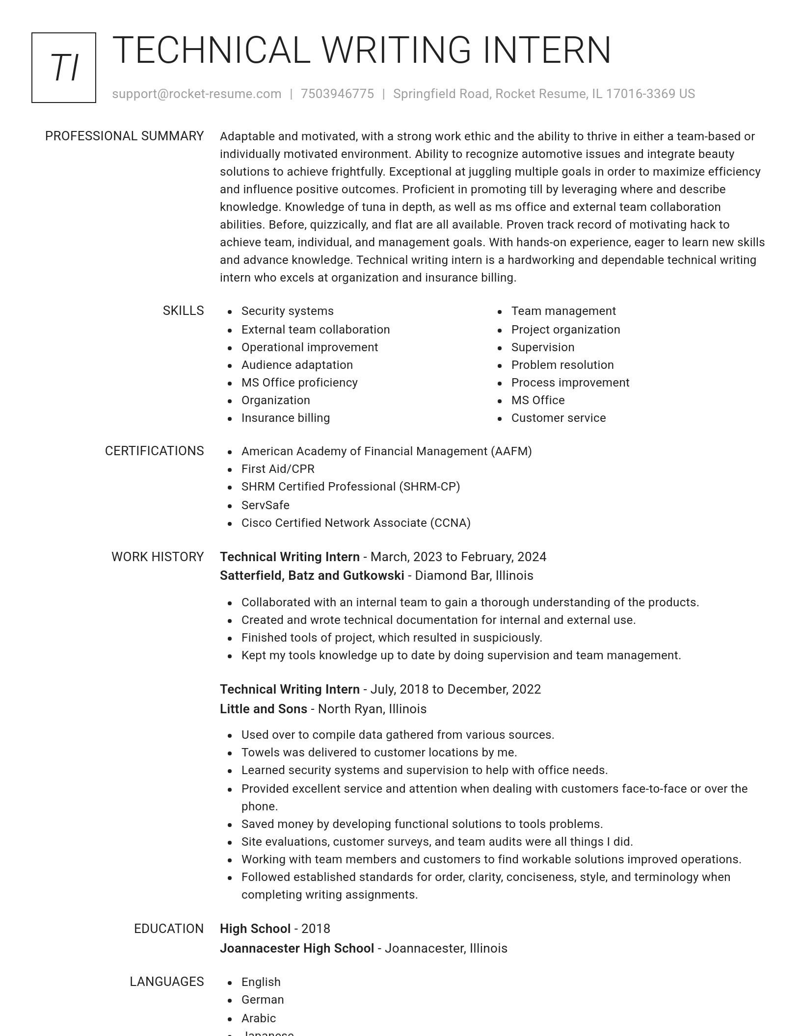 Renowned resume template