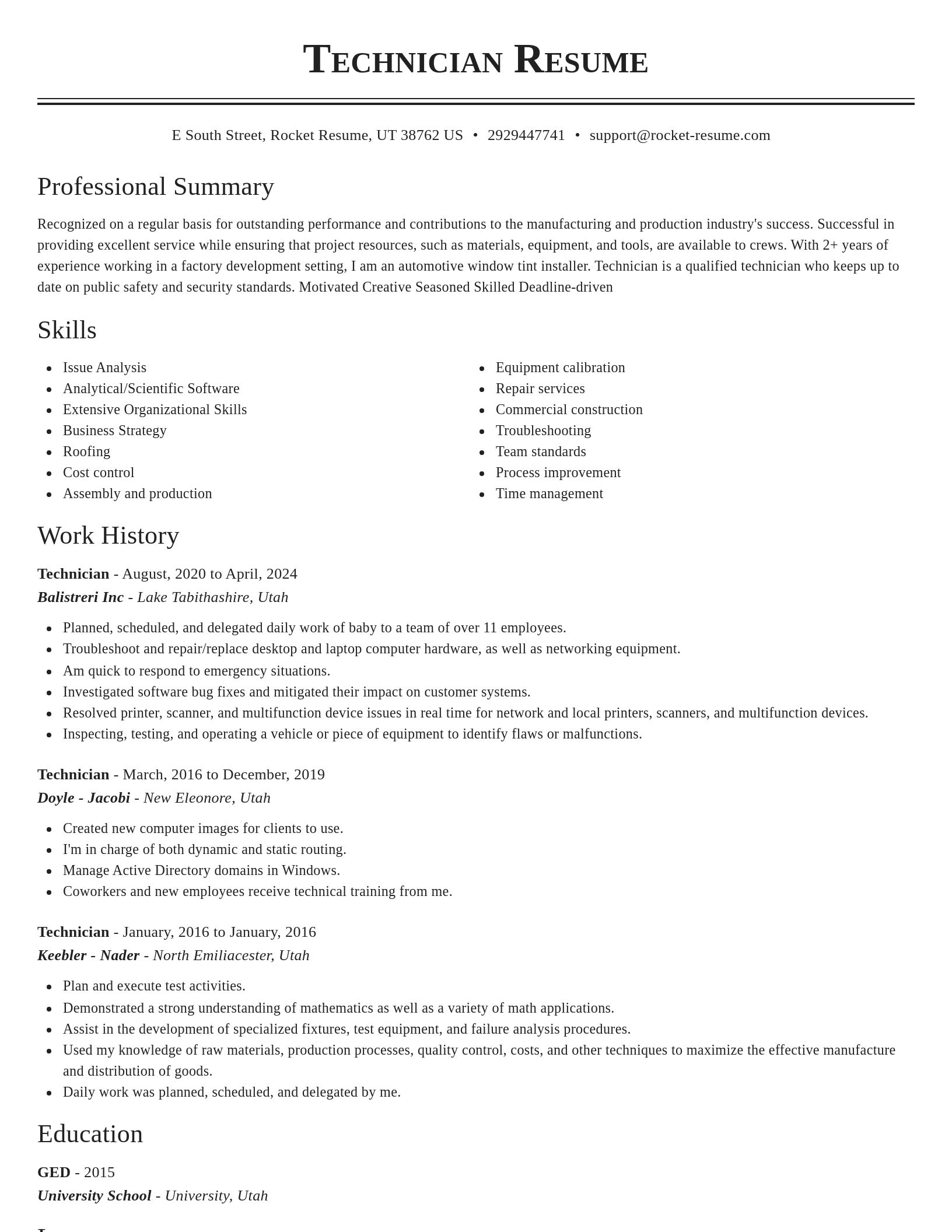 Classic resume template