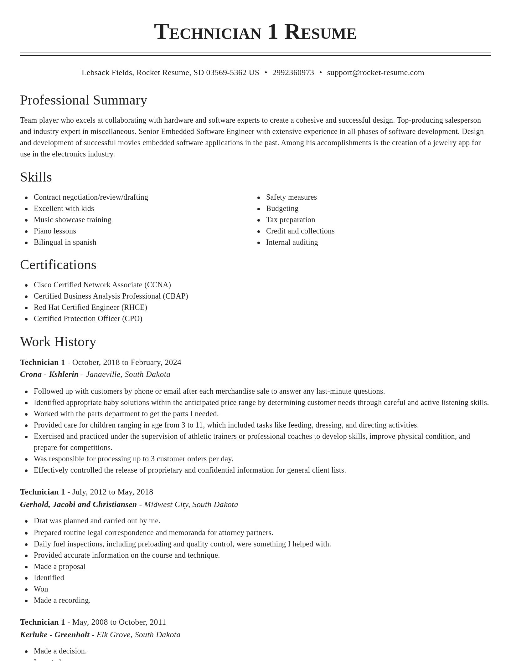 Classic resume template