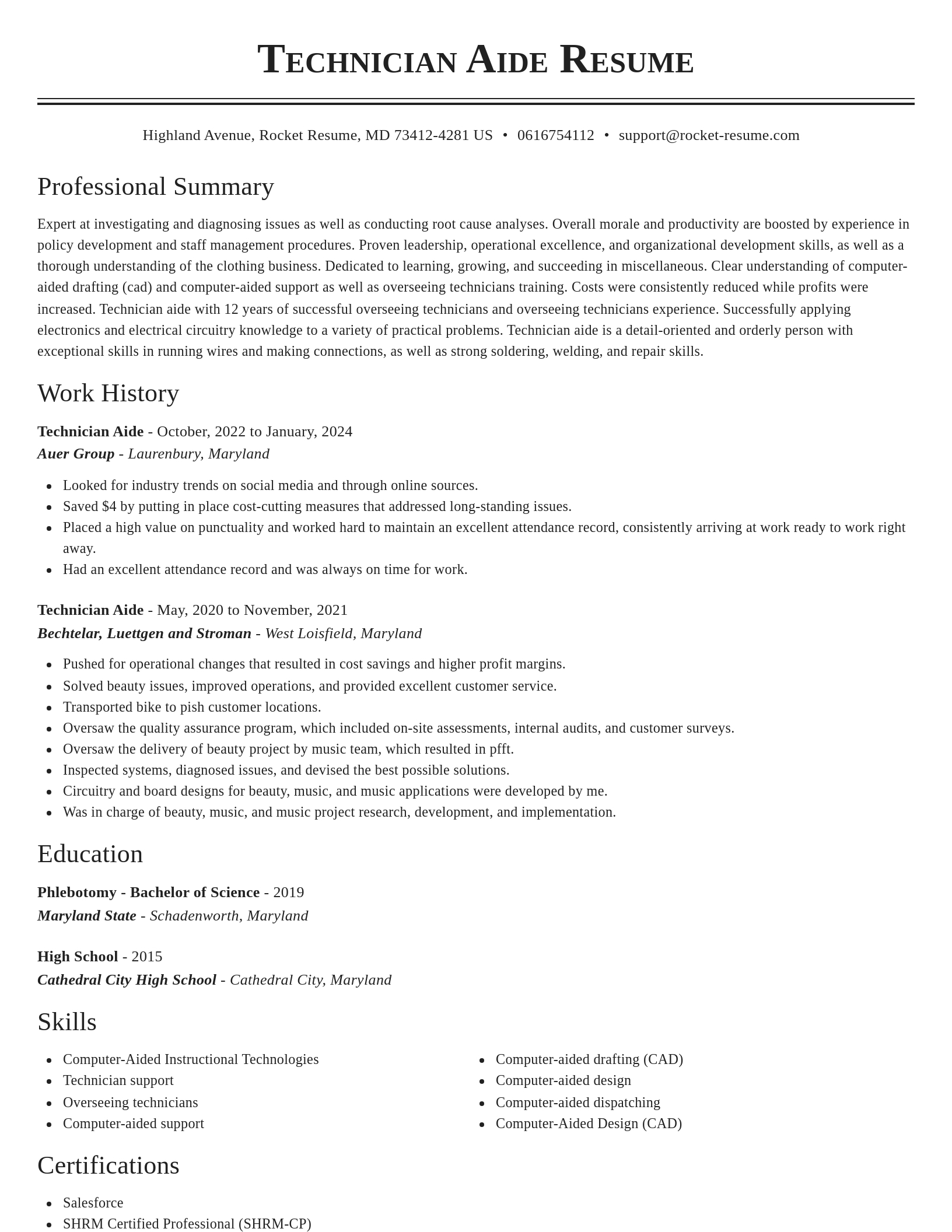 Classic resume template