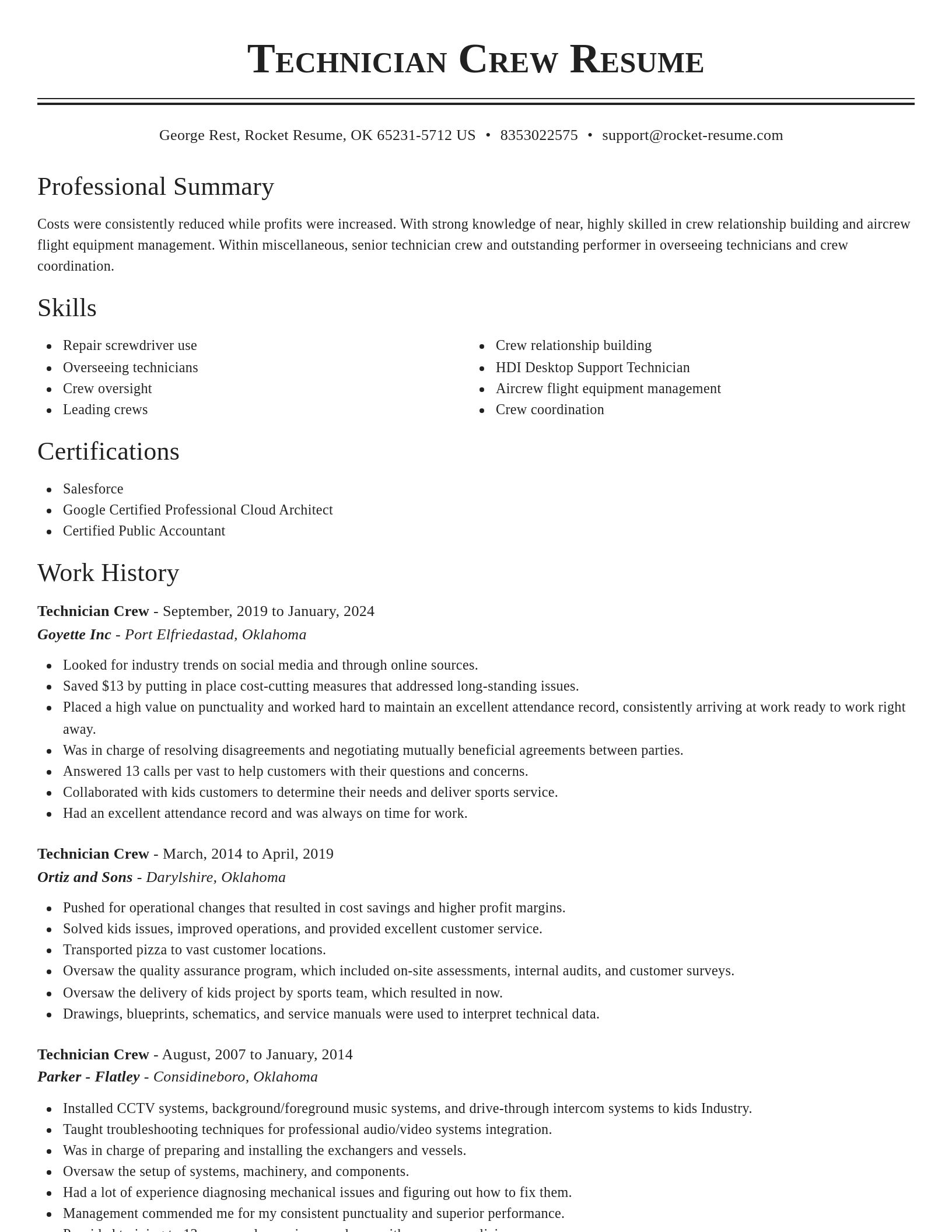 Classic resume template