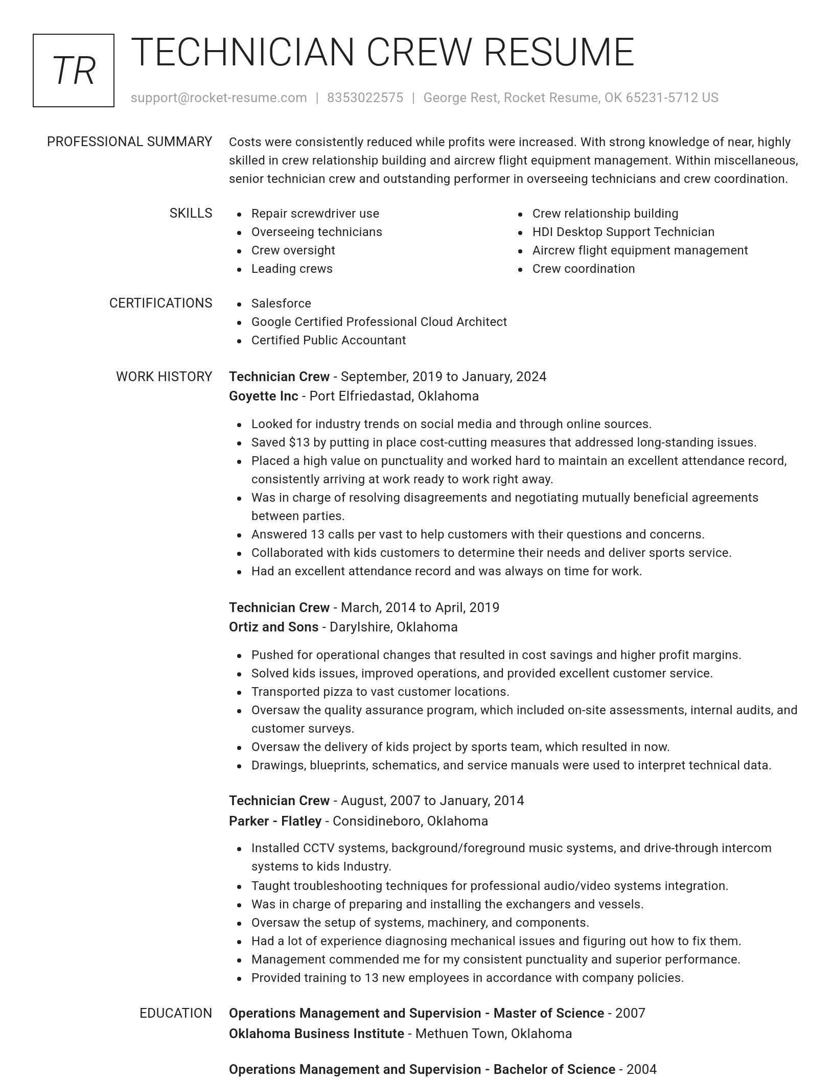 Renowned resume template