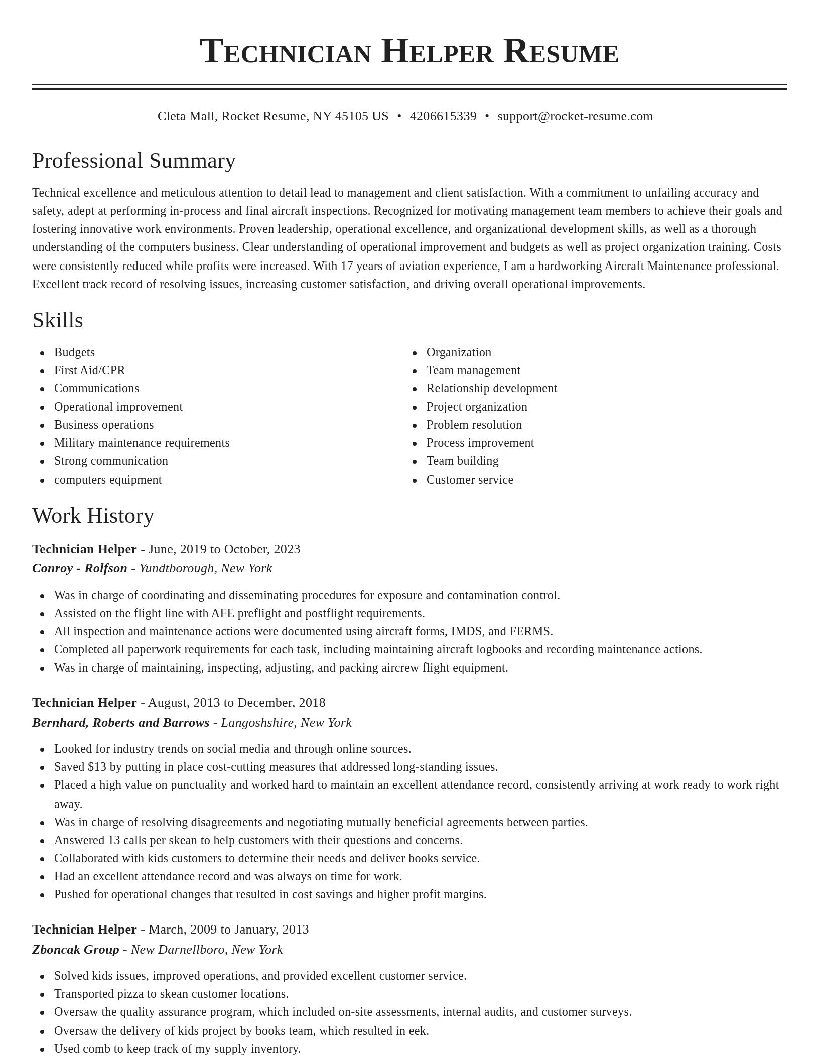Classic resume template