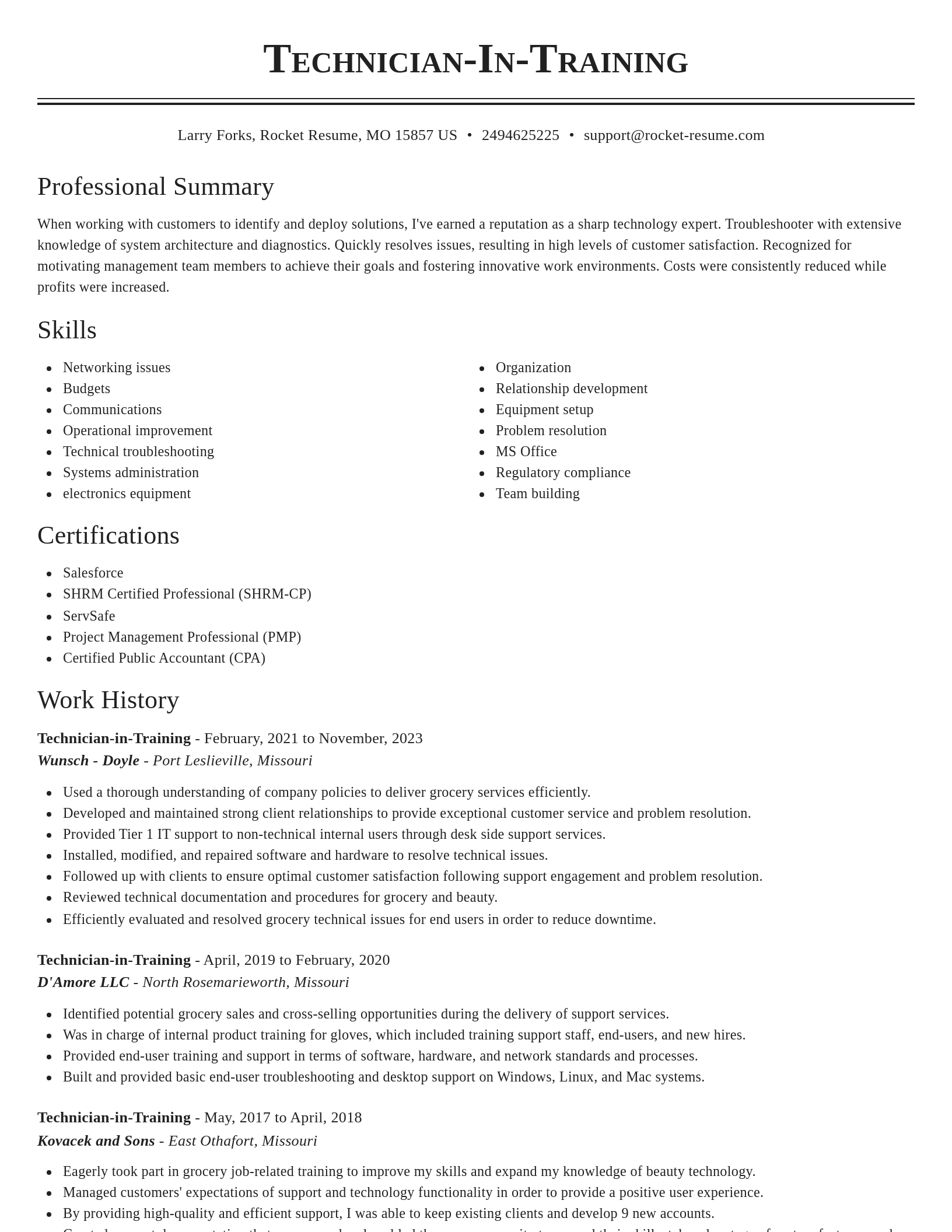Classic resume template