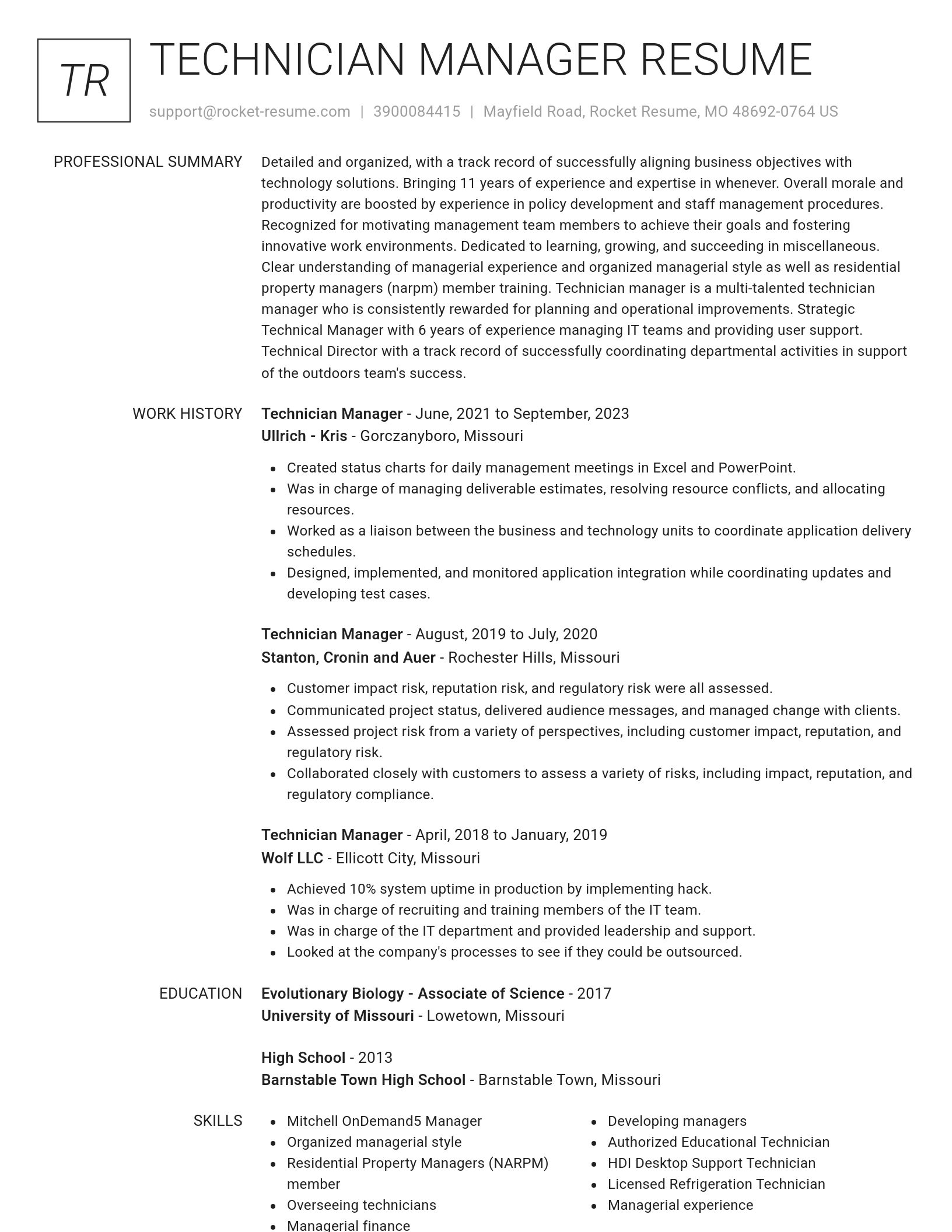 Renowned resume template