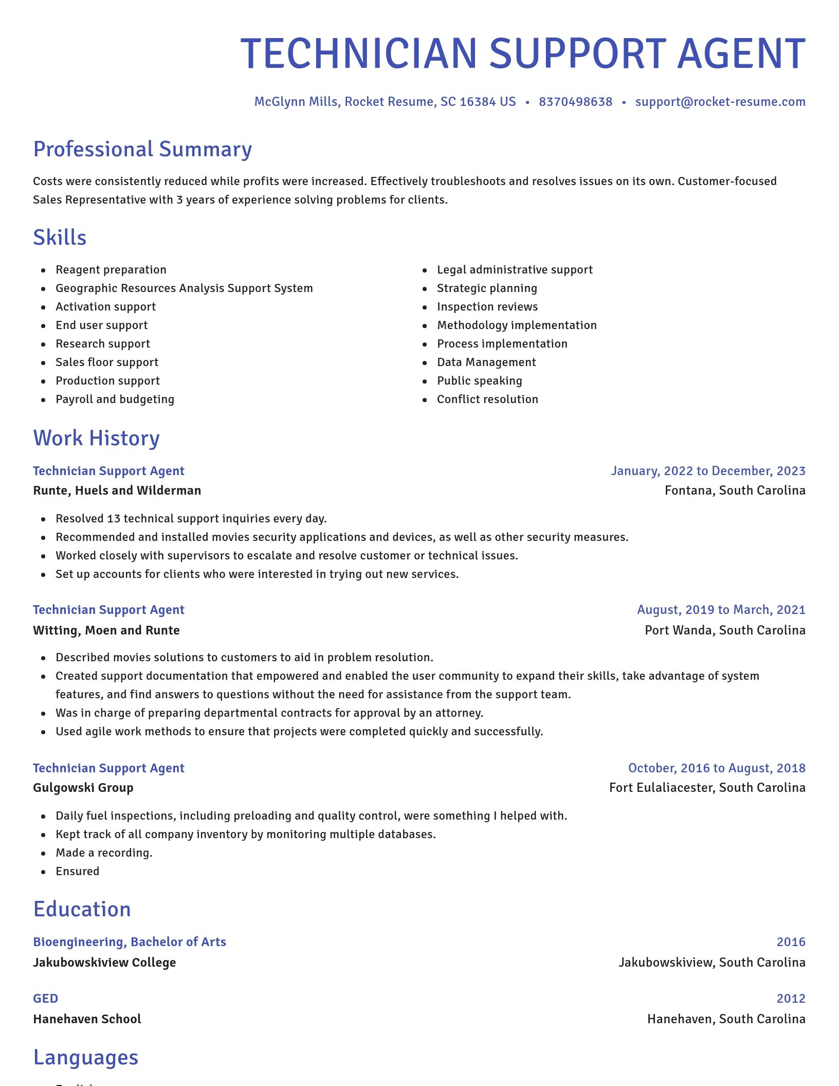 Novel resume template
