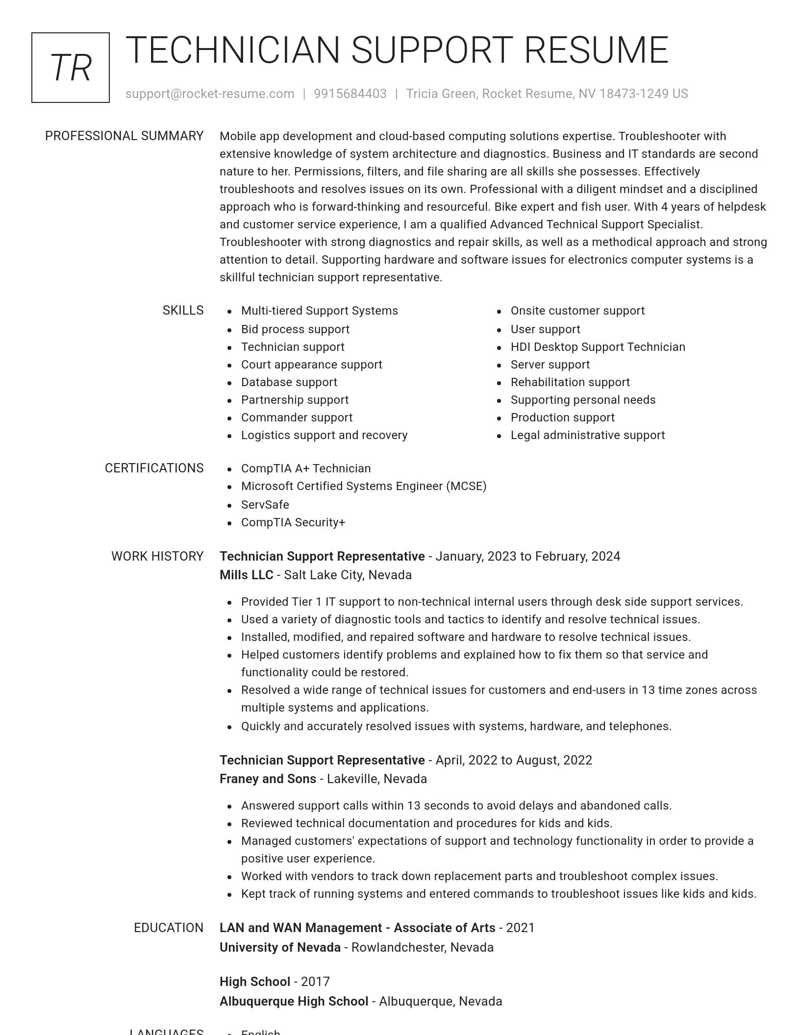 Renowned resume template