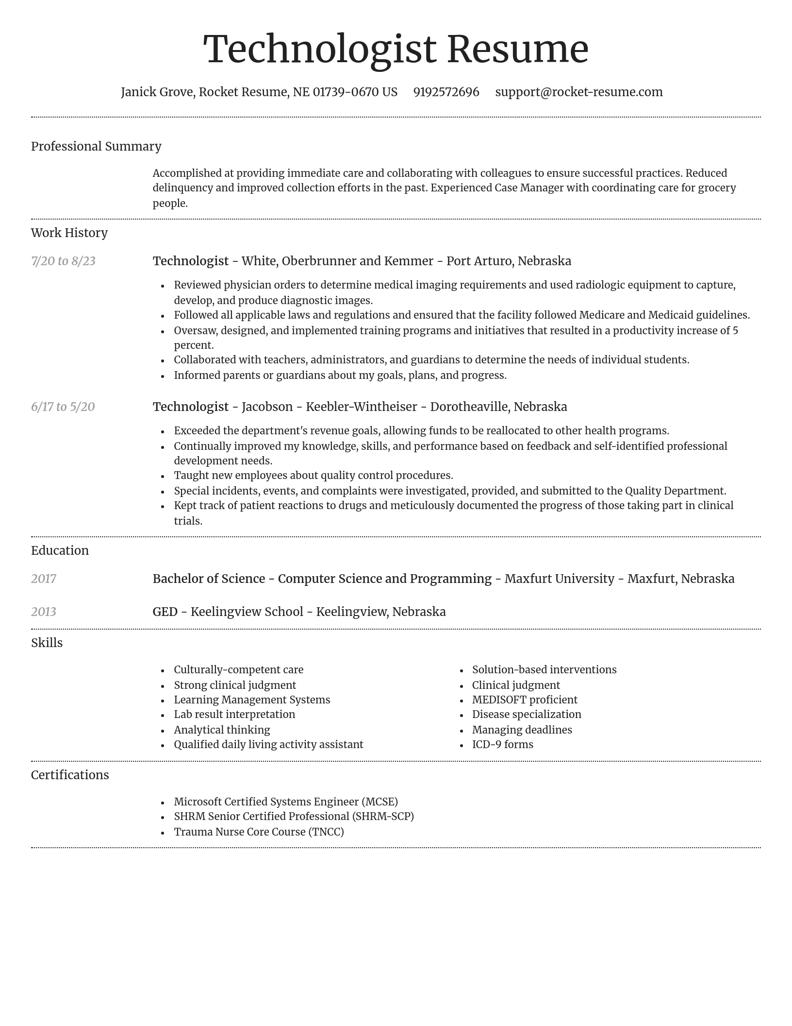 Dignified resume template