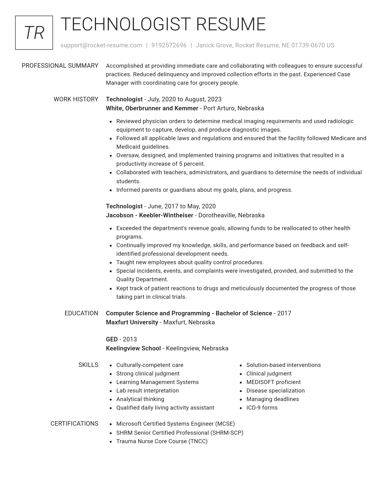 Renowned resume template