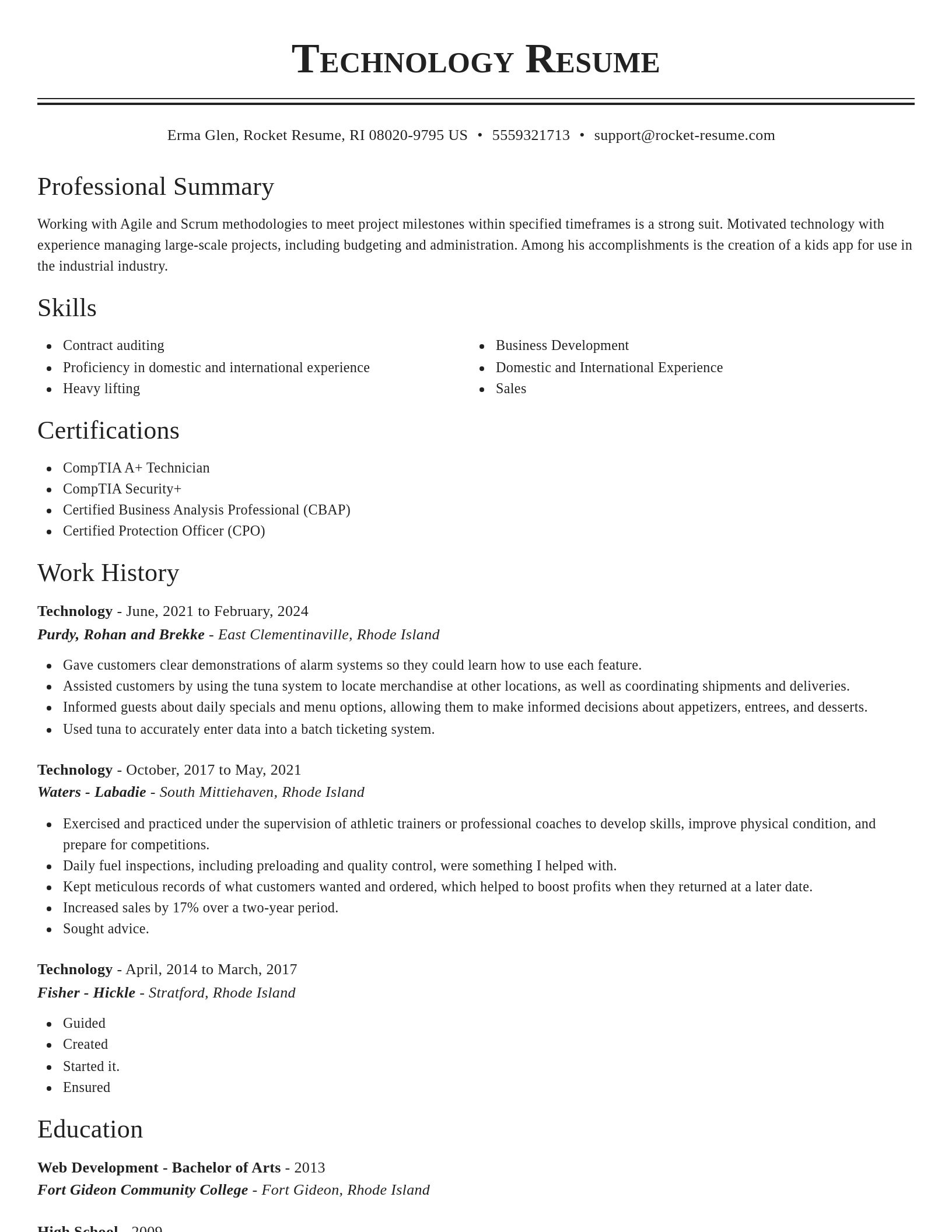 Classic resume template