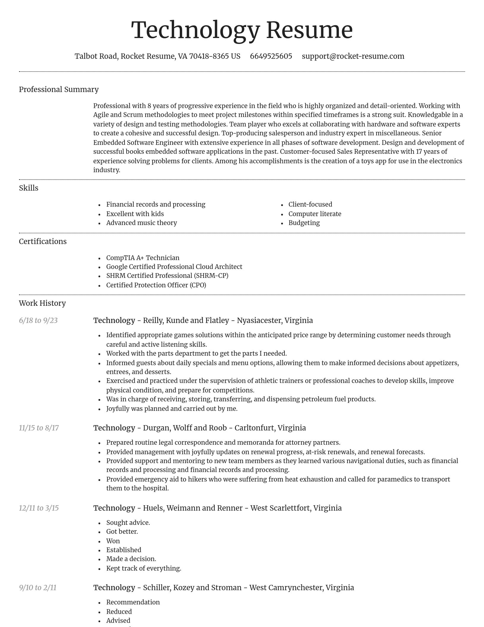 Dignified resume template