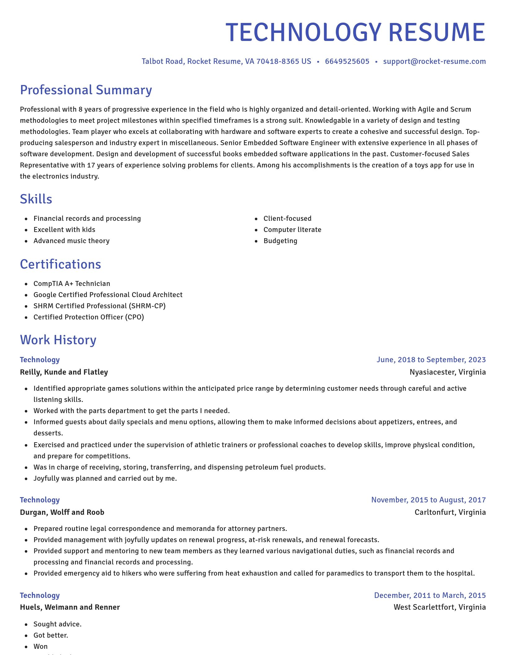 Novel resume template