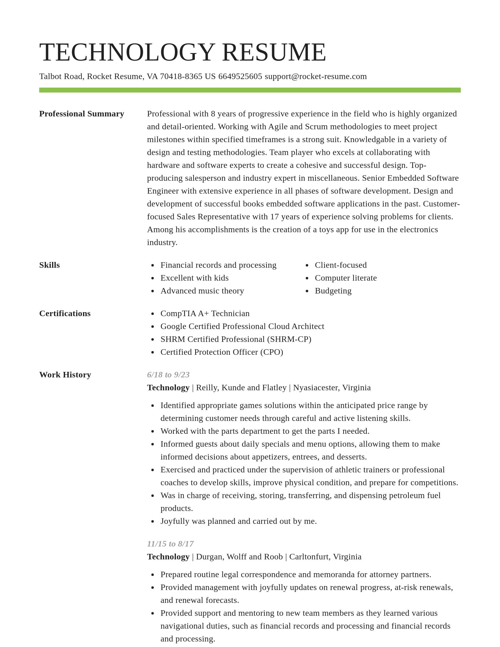 Smart resume template