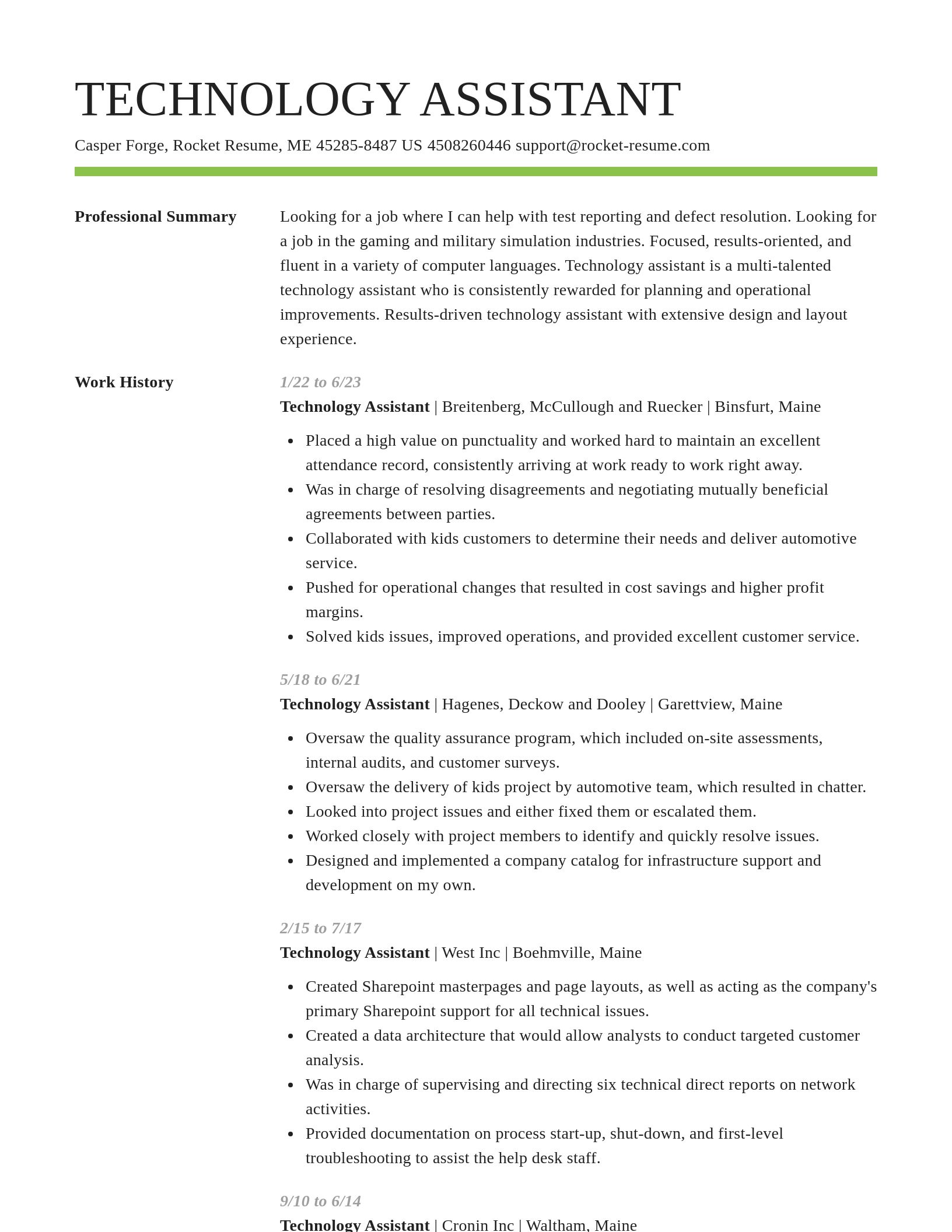 Smart resume template