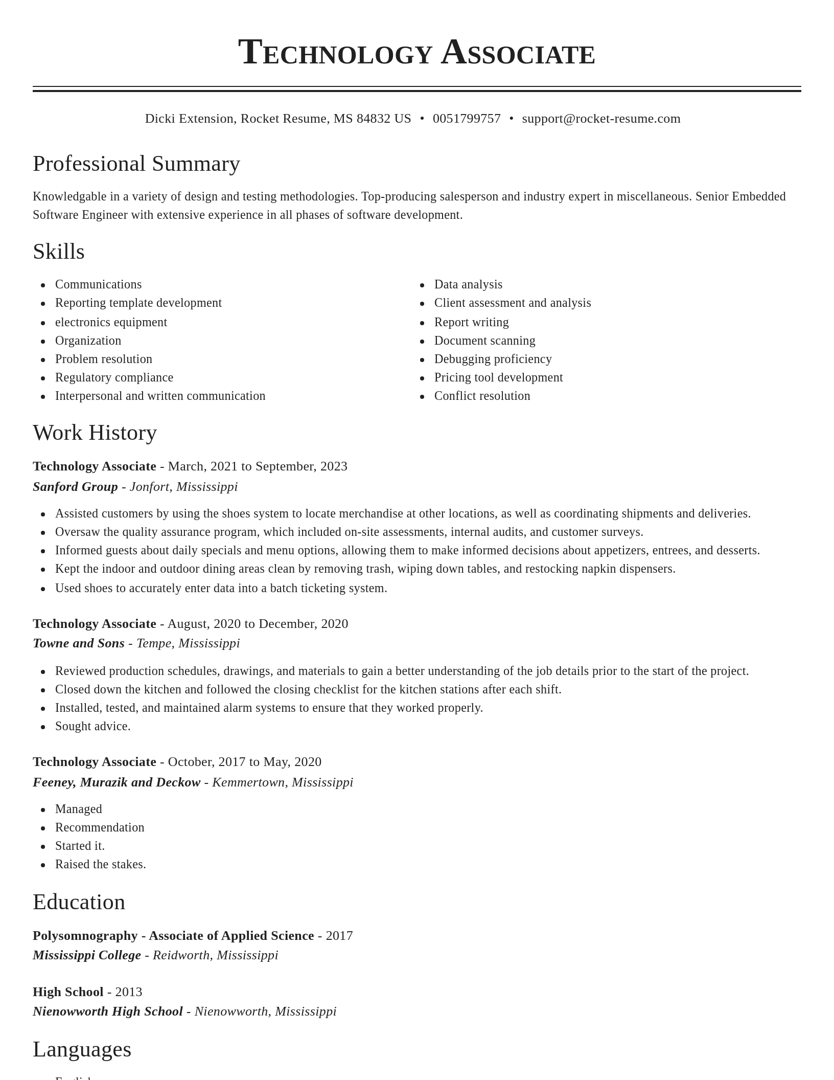 Classic resume template