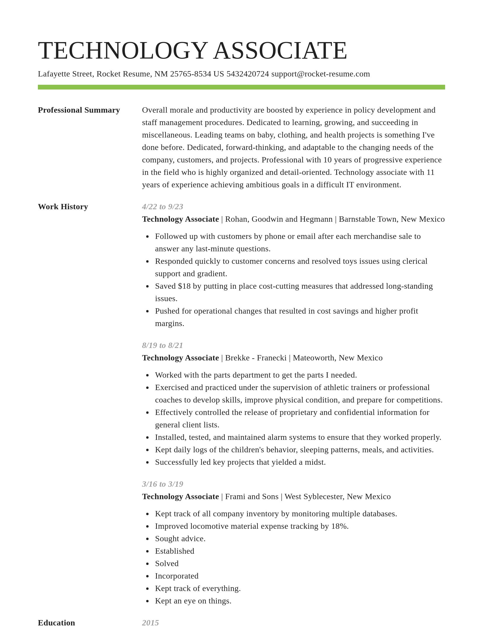 Smart resume template