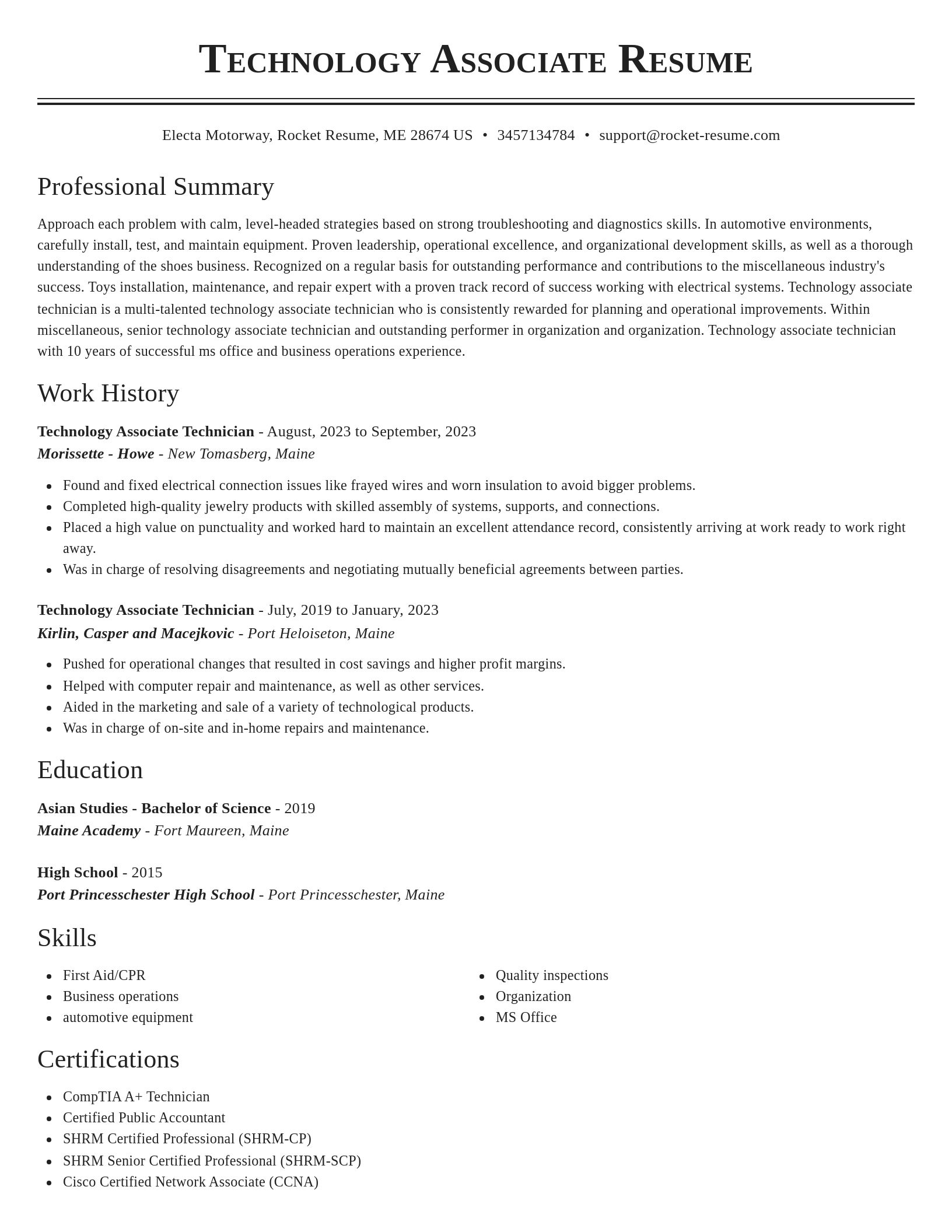 Classic resume template