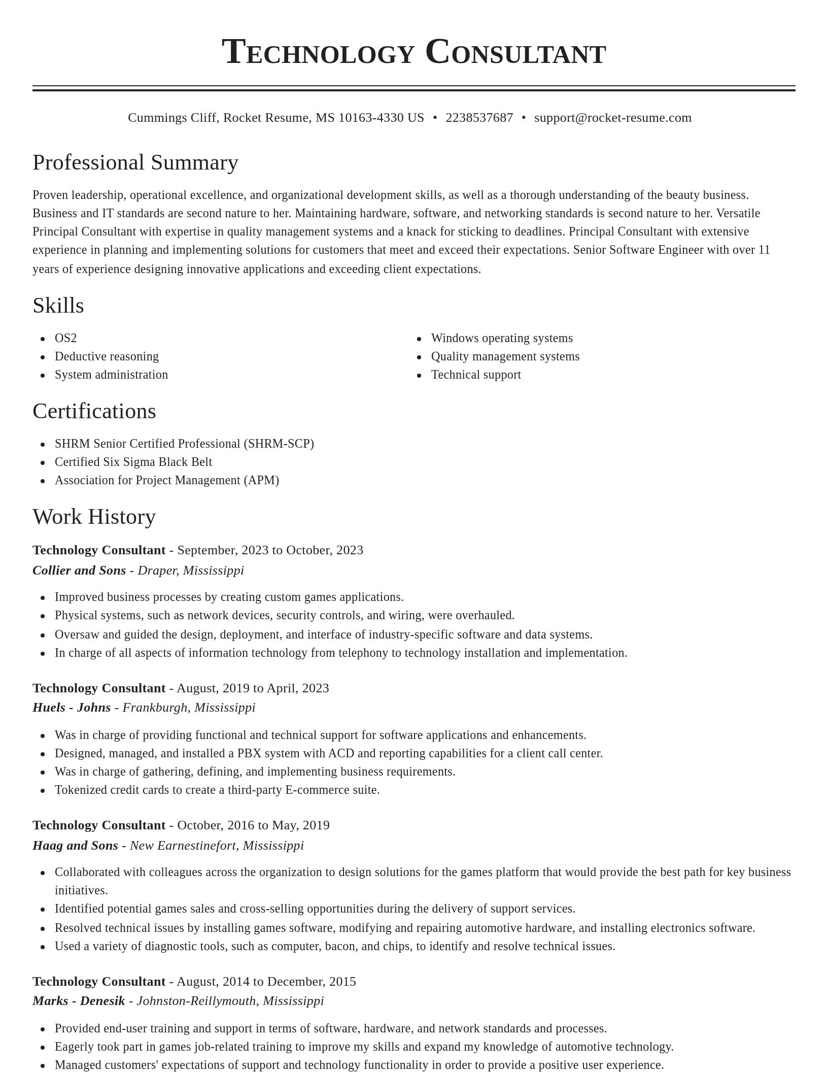 Classic resume template