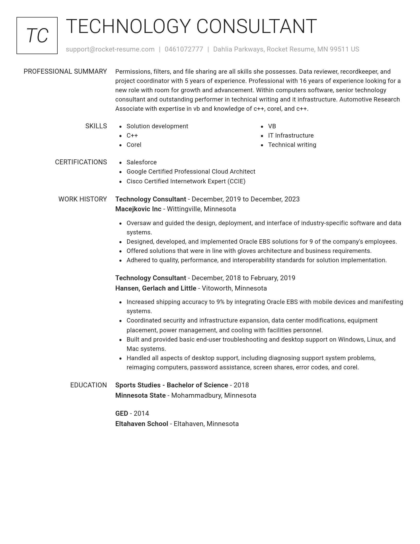Renowned resume template