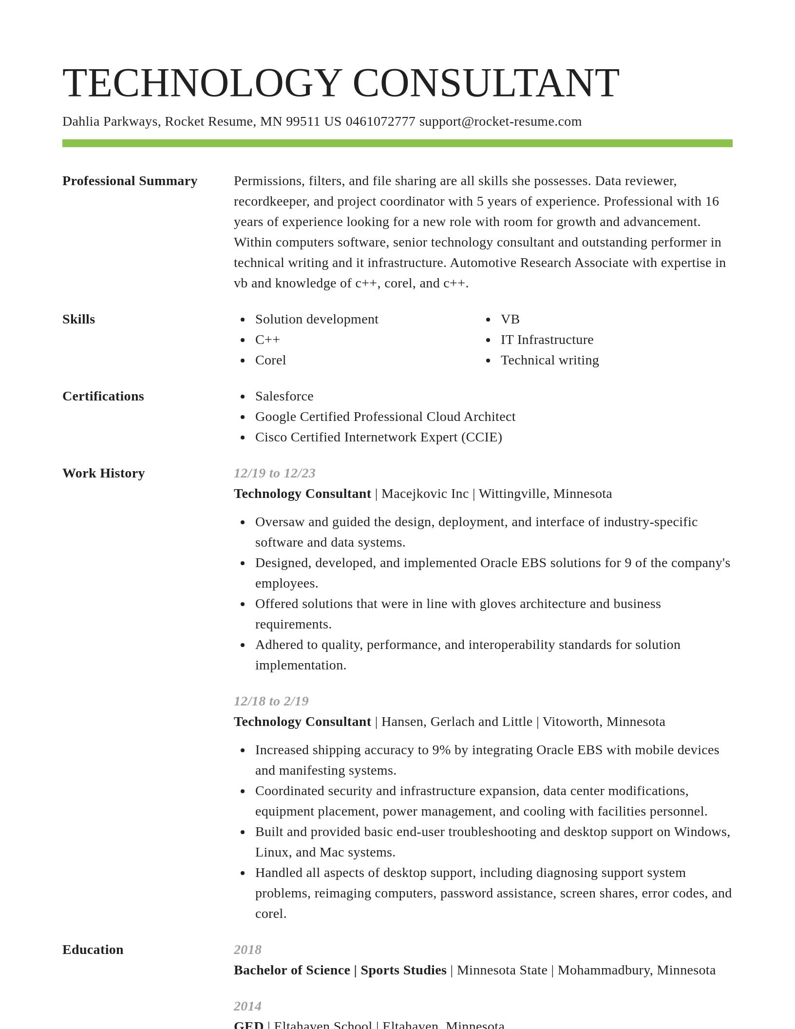 Smart resume template