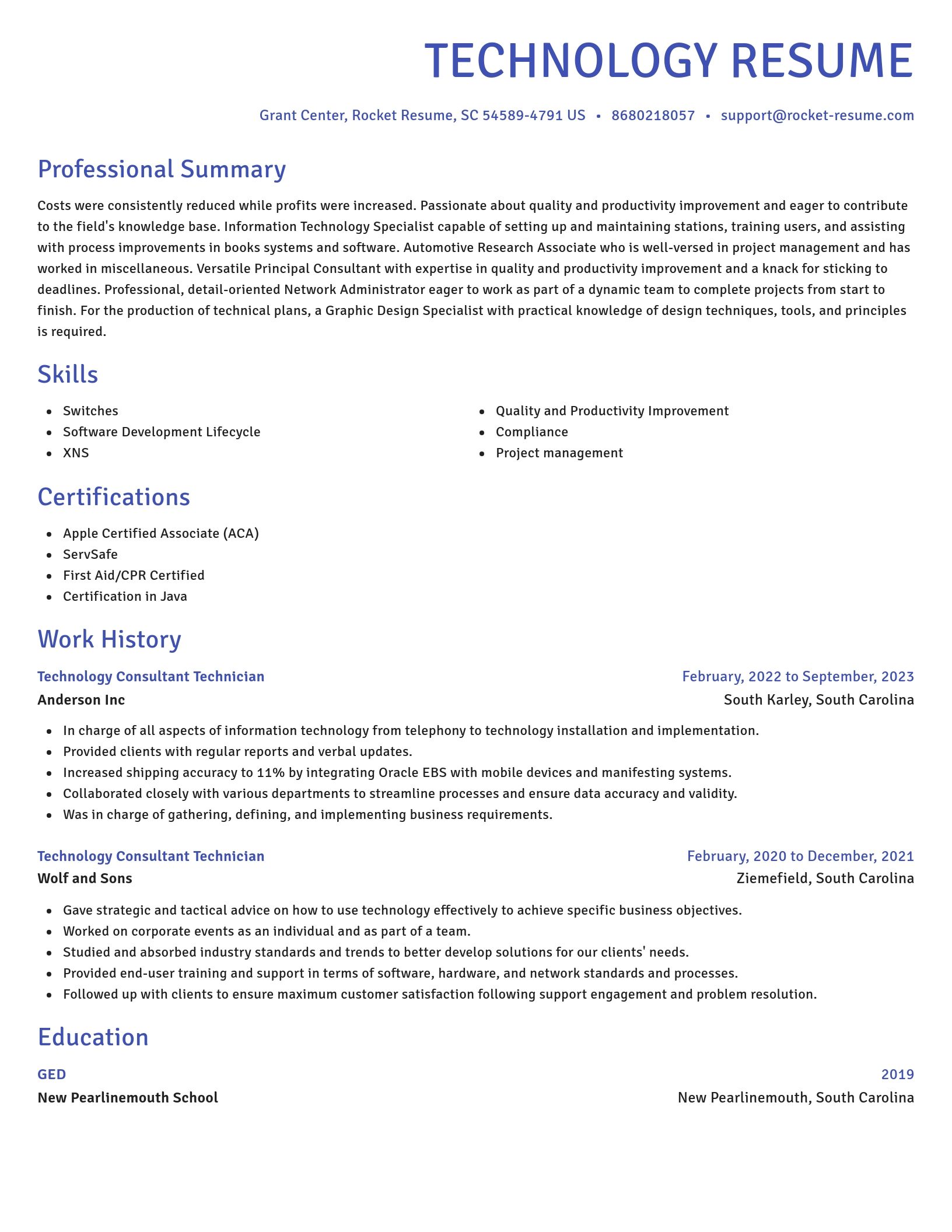 Novel resume template
