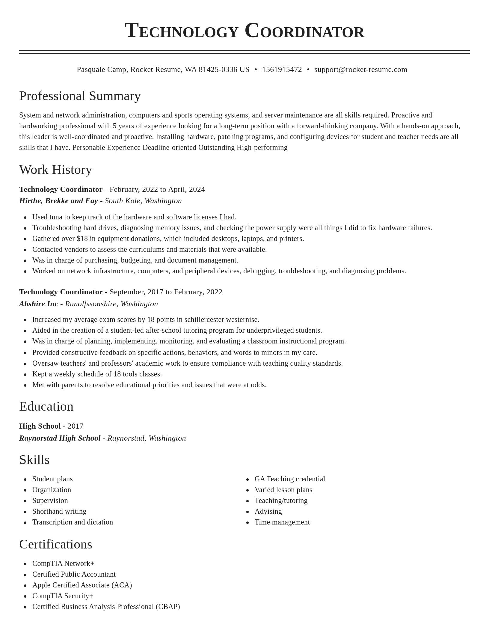 Classic resume template