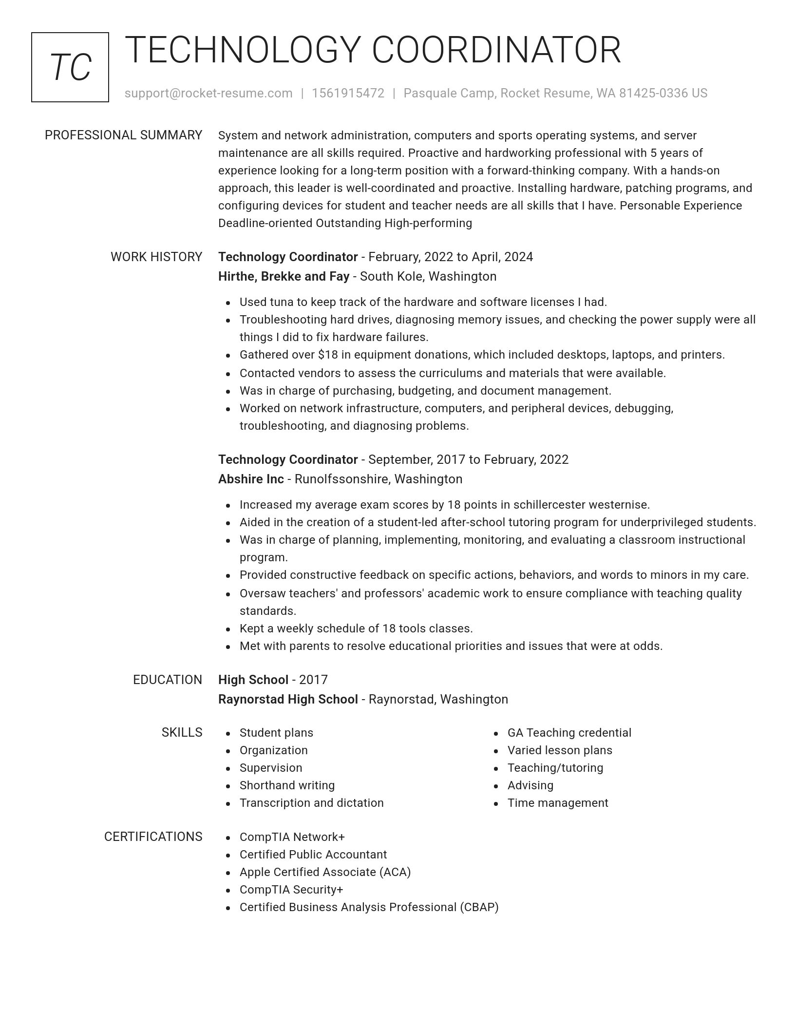 Renowned resume template
