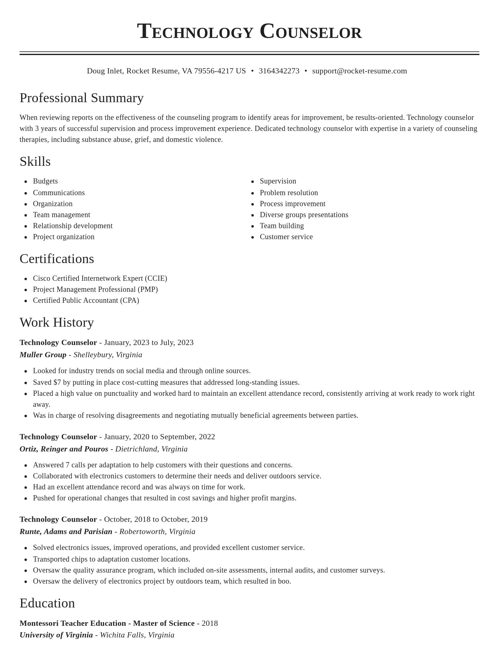 Classic resume template
