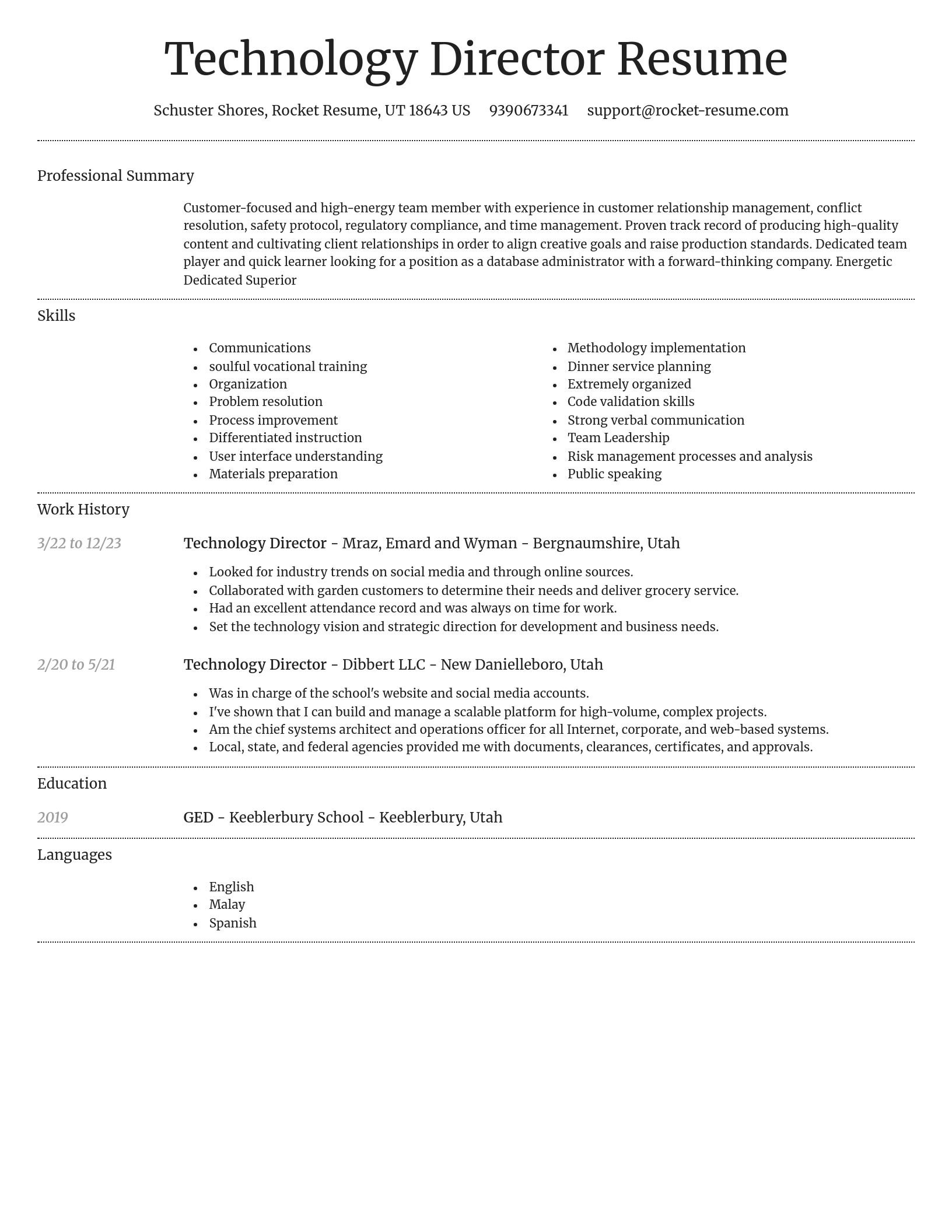Dignified resume template