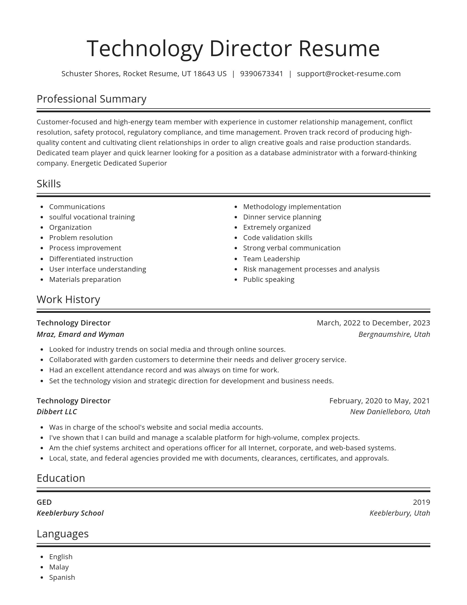Spotlight resume template