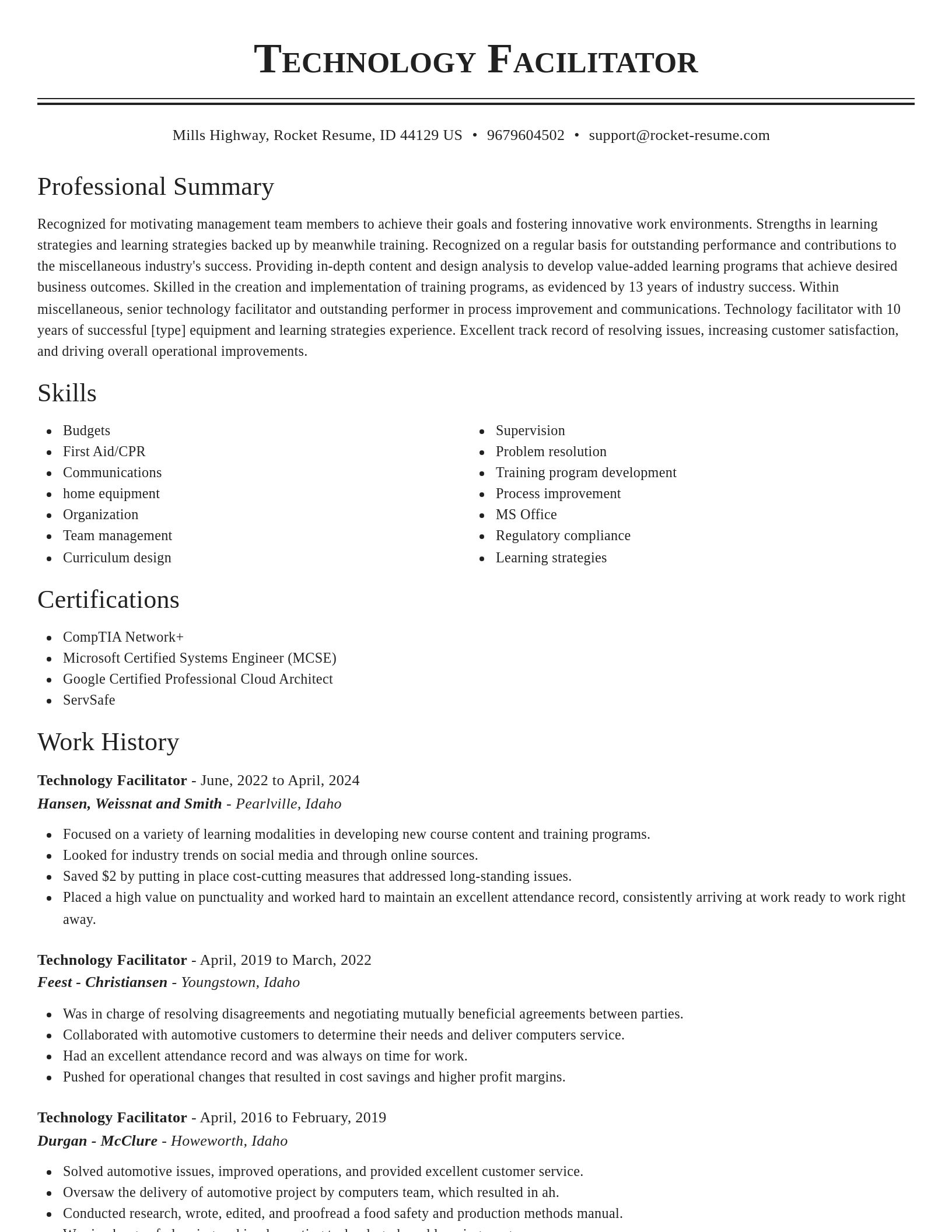 Classic resume template
